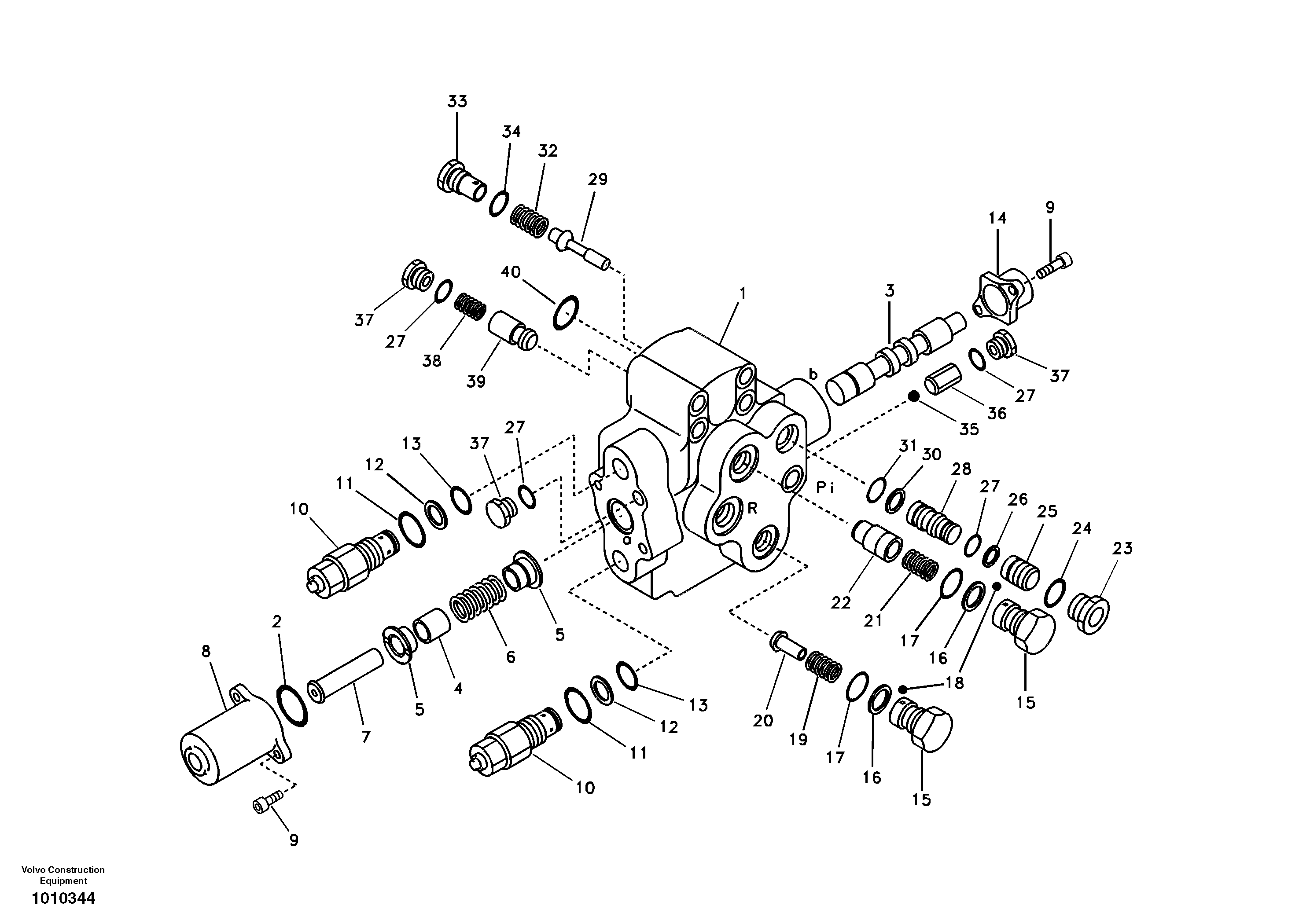 Схема запчастей Volvo EC290B - 53831 Working hydraulic, adjustable boom control valve EC290B