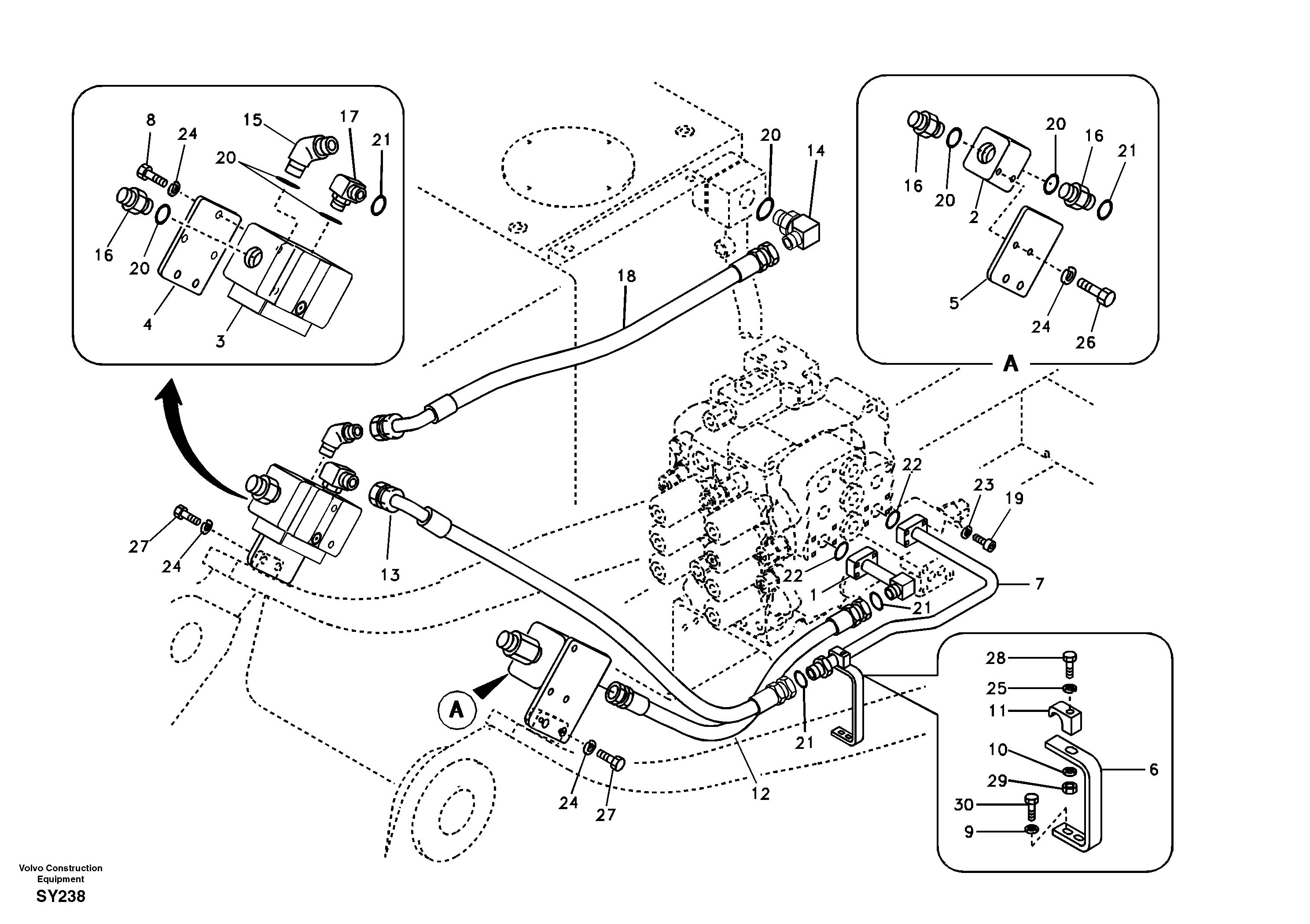 Схема запчастей Volvo EC290B - 60398 Working hydraulic, hammer and shear for upper EC290B