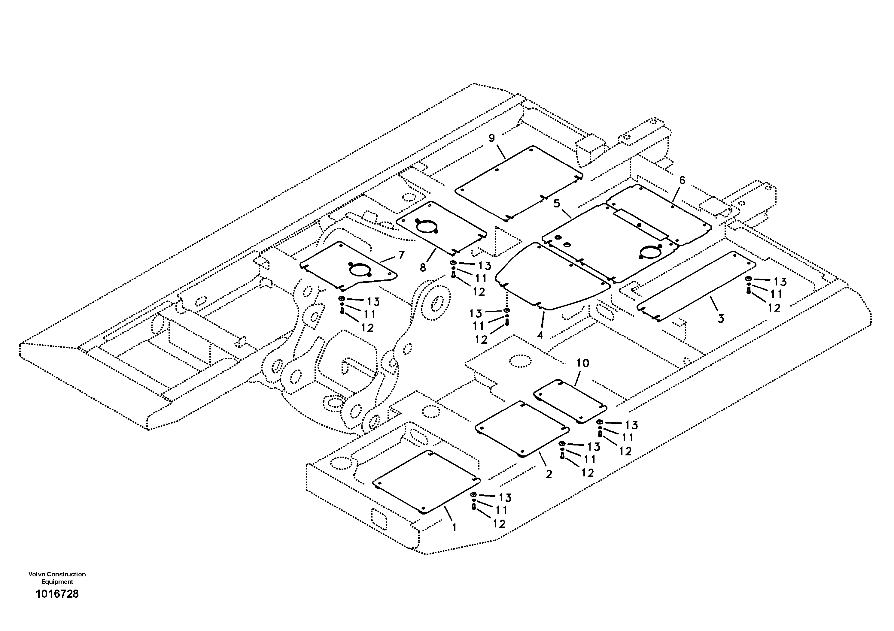 Схема запчастей Volvo EC290B - 72675 Hatches under engine, hydr.pumps, cooler, m.valve and fuel tank EC290B APPENDIX FX FORESTRY VER