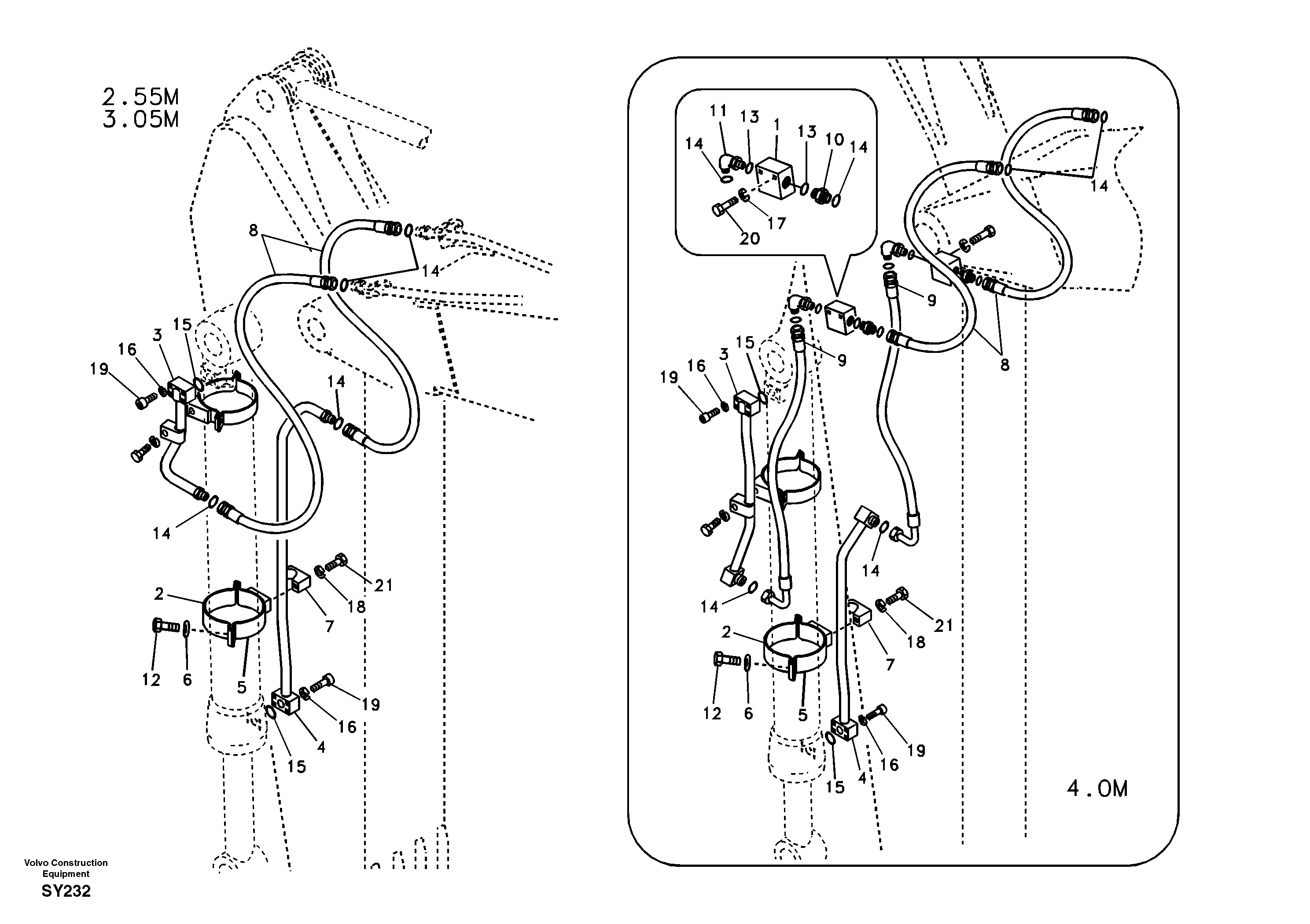 Схема запчастей Volvo EC290B - 63211 Working hydraulic, bucket cylinder on dipper arm EC290B