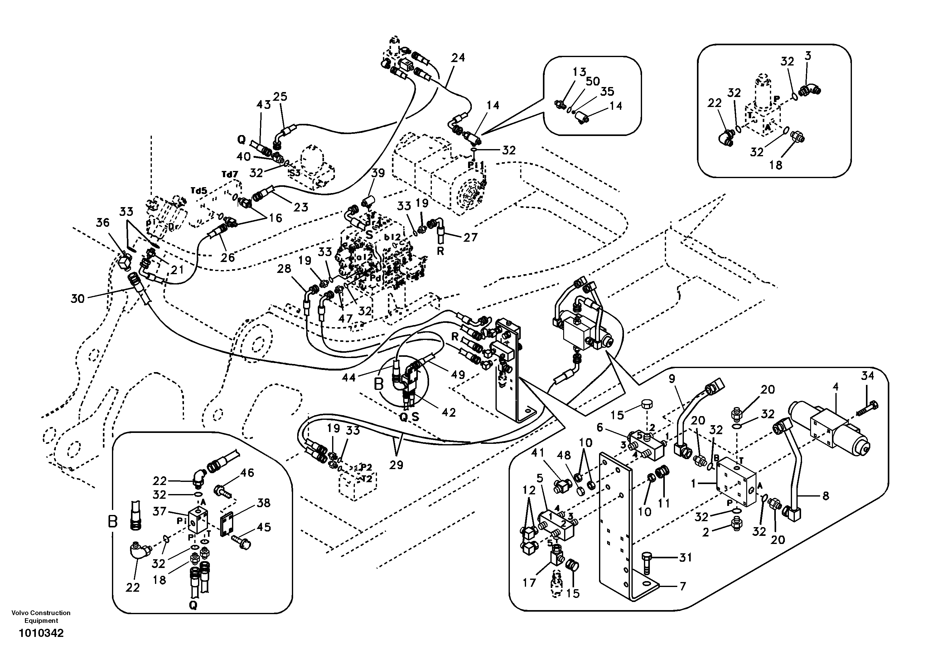 Схема запчастей Volvo EC290B - 72286 Working hydraulic, hammer and shear for 1st pump flow EC290B