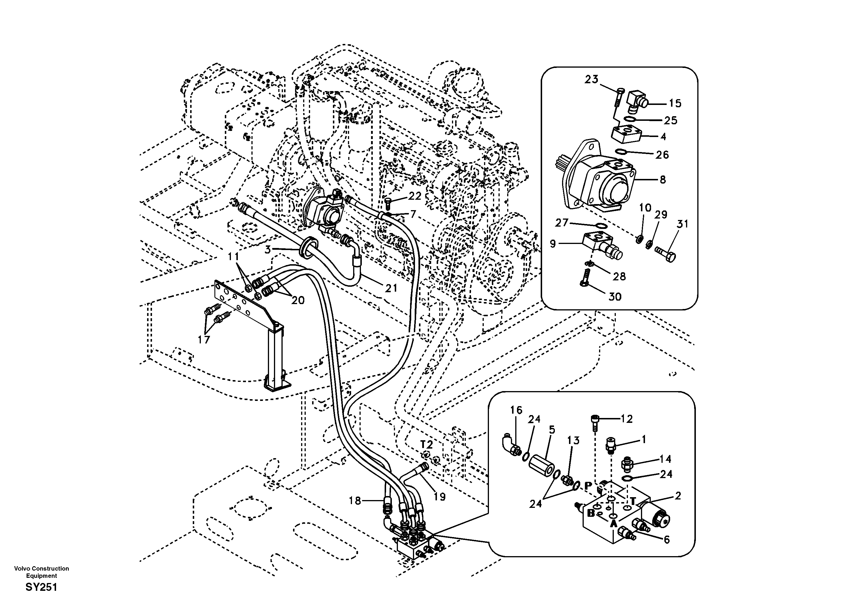 Схема запчастей Volvo EC290B - 48297 Working hydraulic, slope and rotator on upper frame EC290B