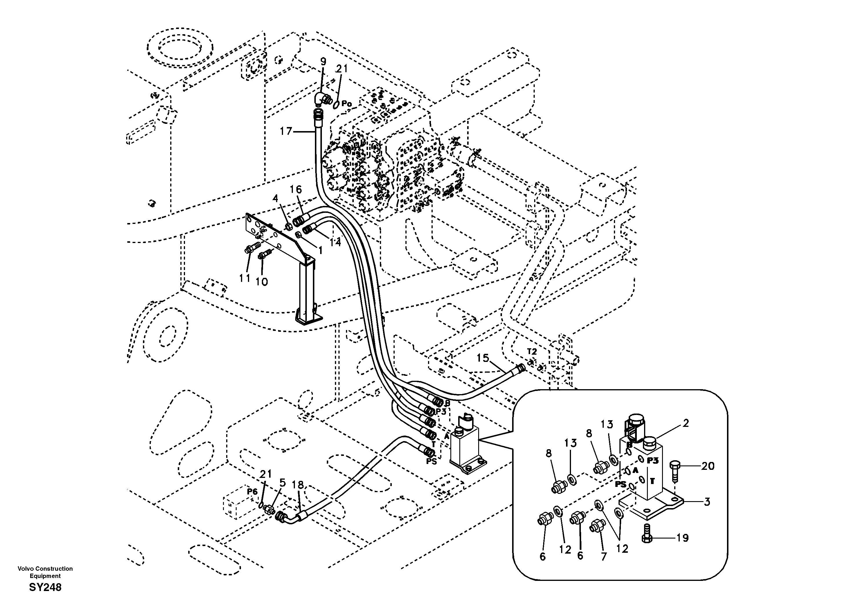 Схема запчастей Volvo EC290B - 49500 Working hydraulic, quick fit on upper frame EC290B