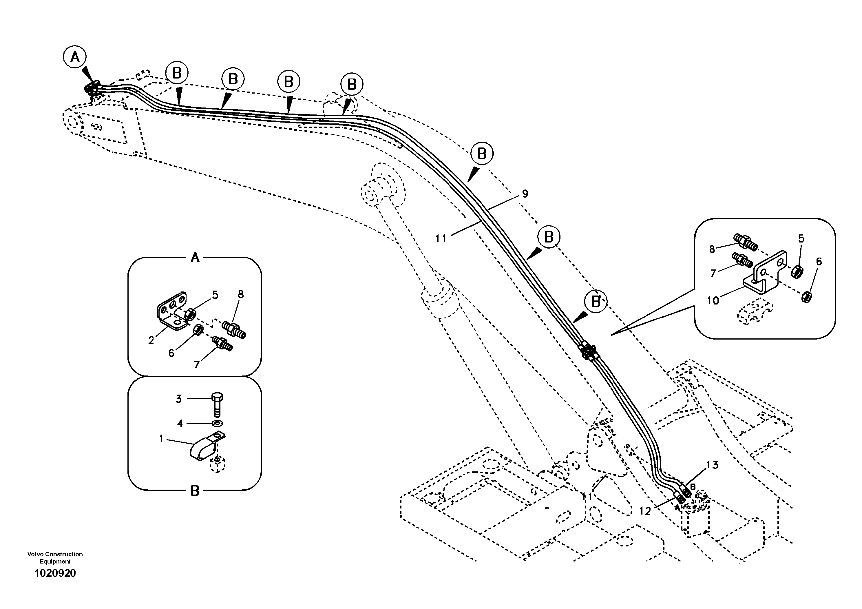 Схема запчастей Volvo EC290B - 21013 Working hydraulic, quick fit on boom EC290B SER NO INT 13562- EU & NA 80001-