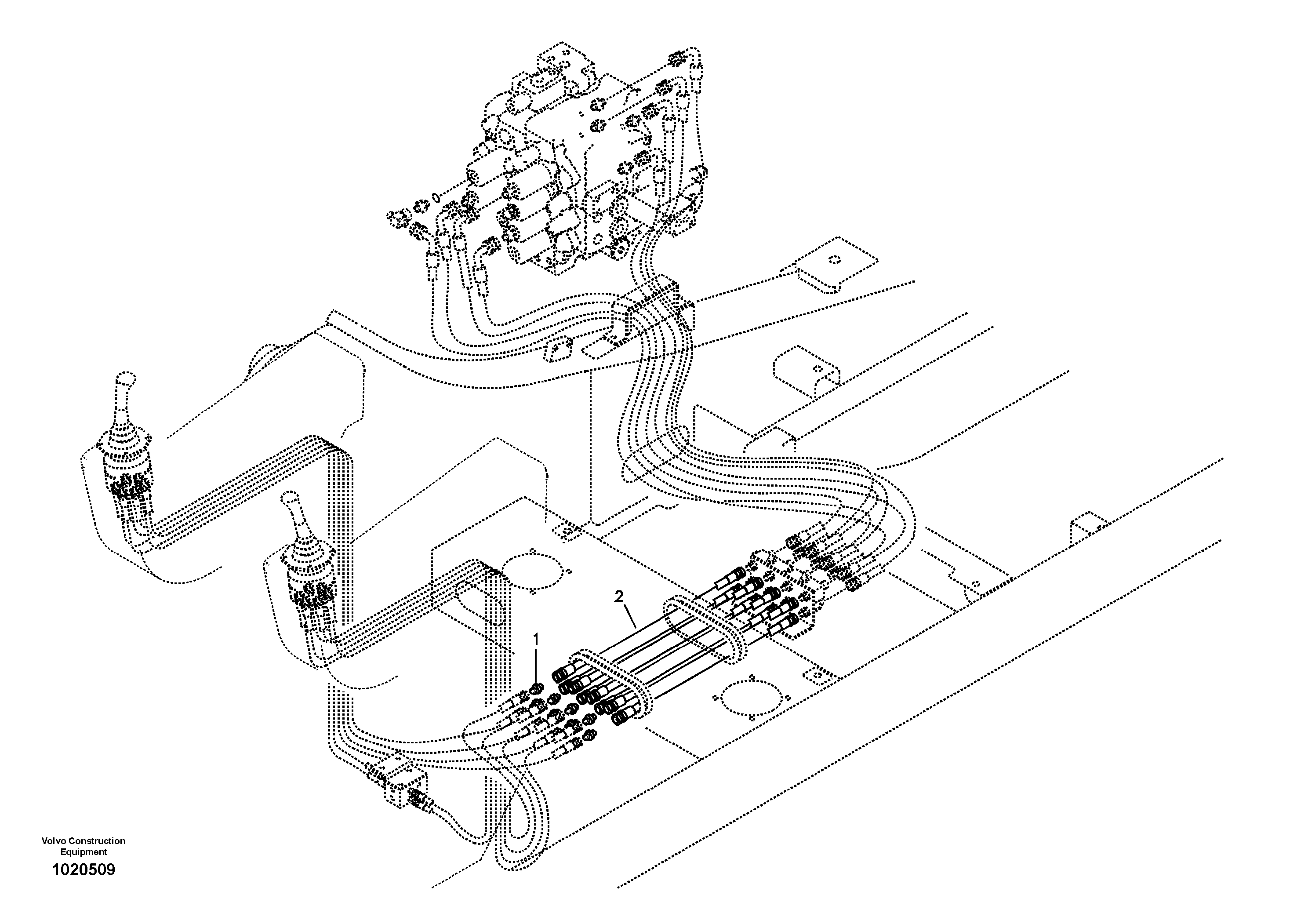 Схема запчастей Volvo EC290B - 27352 Servo system, control valve to remote control valve EC290B APPENDIX FX FORESTRY VER