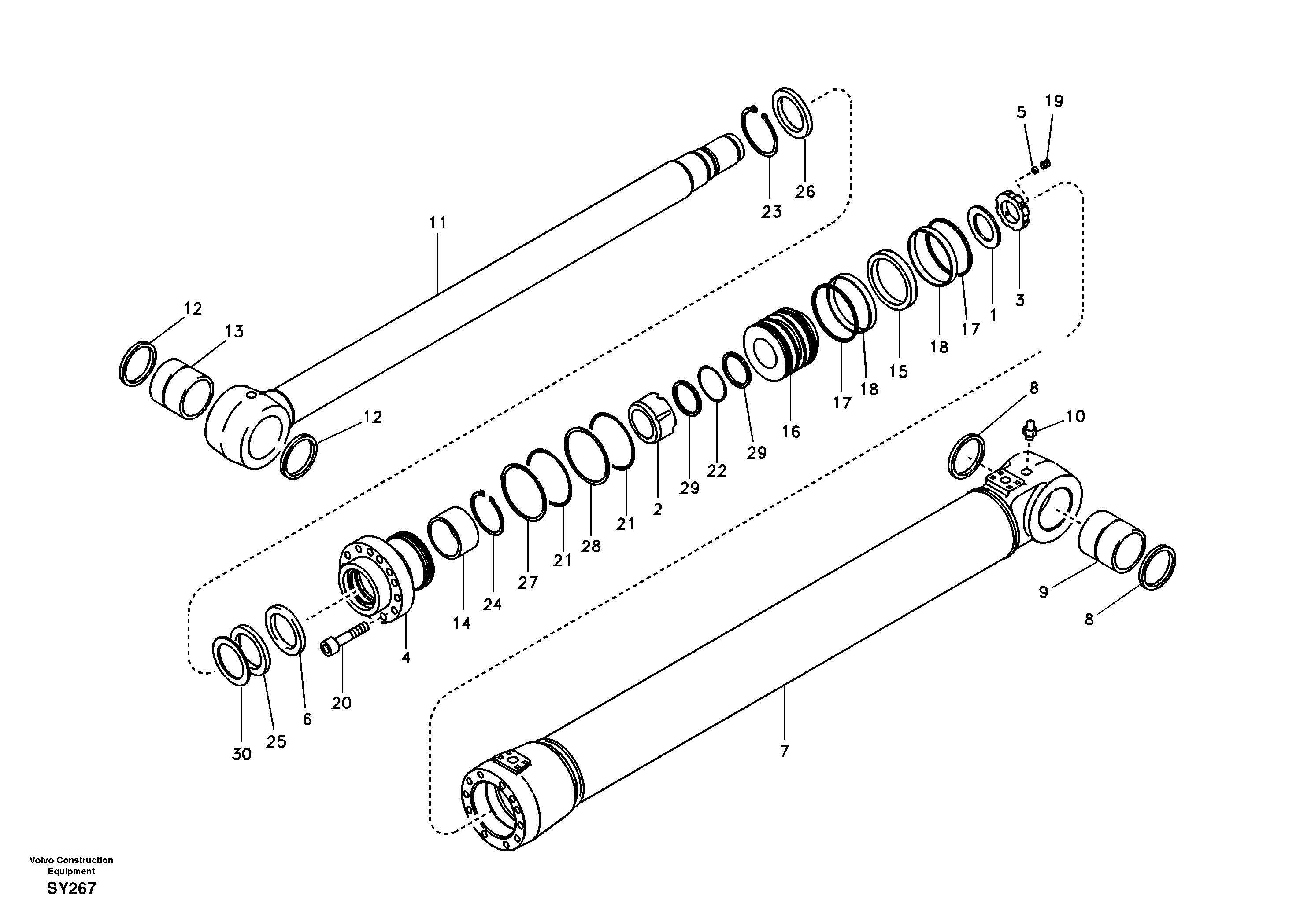 Схема запчастей Volvo EC290B - 92043 Гидроцилиндр стрелы EC290B