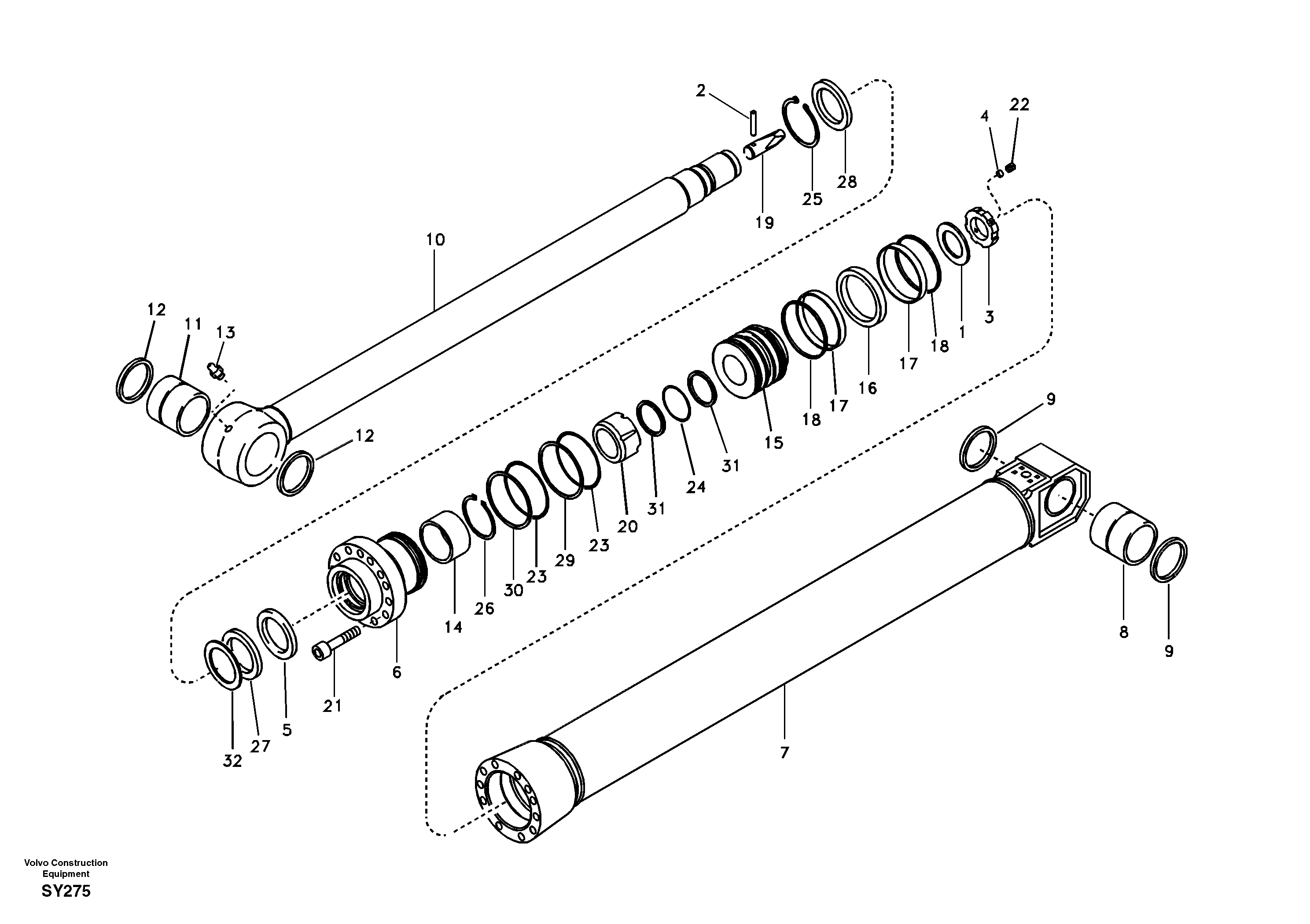 Схема запчастей Volvo EC290B - 103105 Dipper arm cylinder EC290B