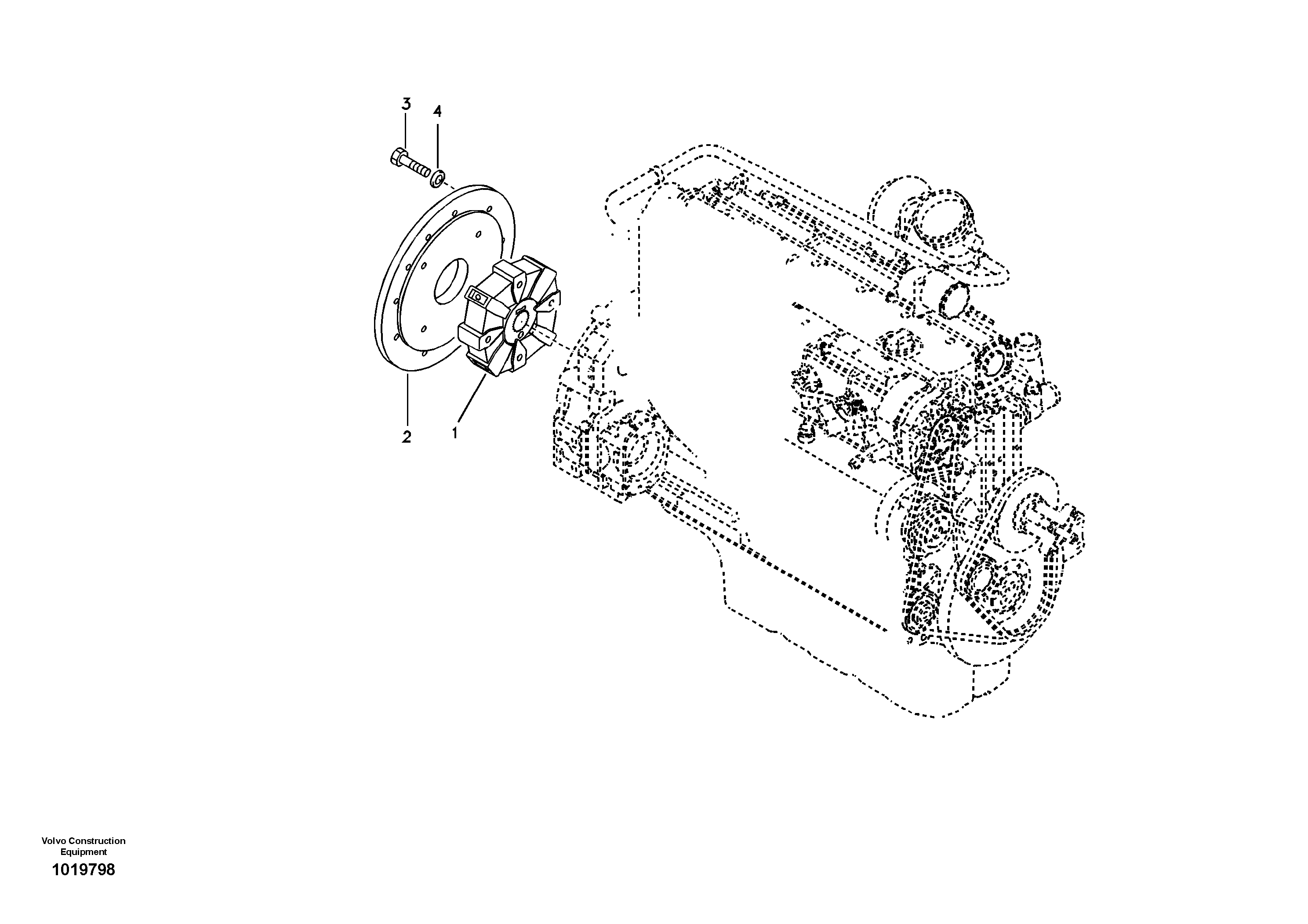 Схема запчастей Volvo EC290B - 27983 Pump gearbox with assembling parts EC290B SER NO INT 13562- EU & NA 80001-