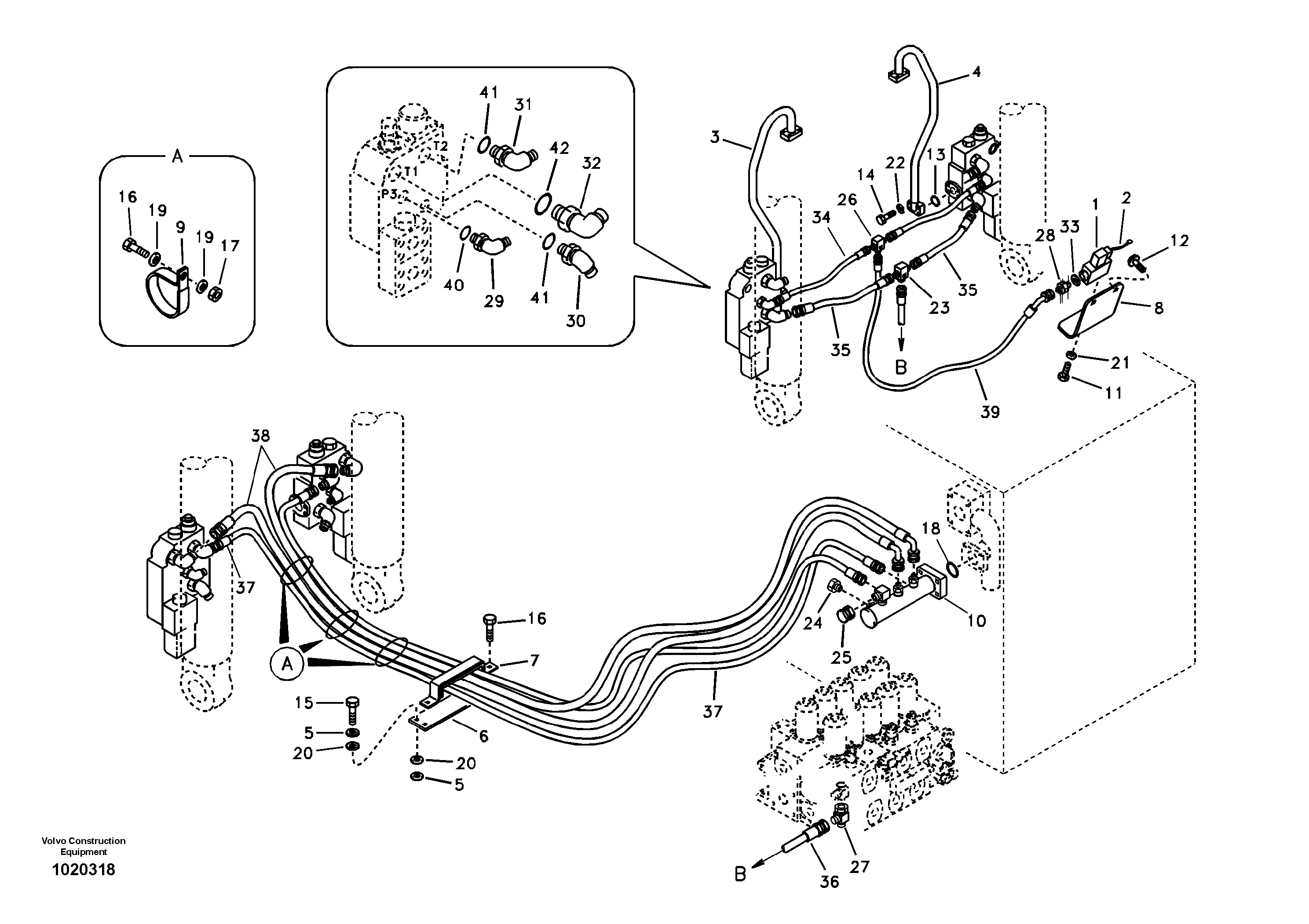 Схема запчастей Volvo EC360B - 87799 Working hydraulic, boom rupture EC360B SER NO INT 12152- EU&NA 80001-