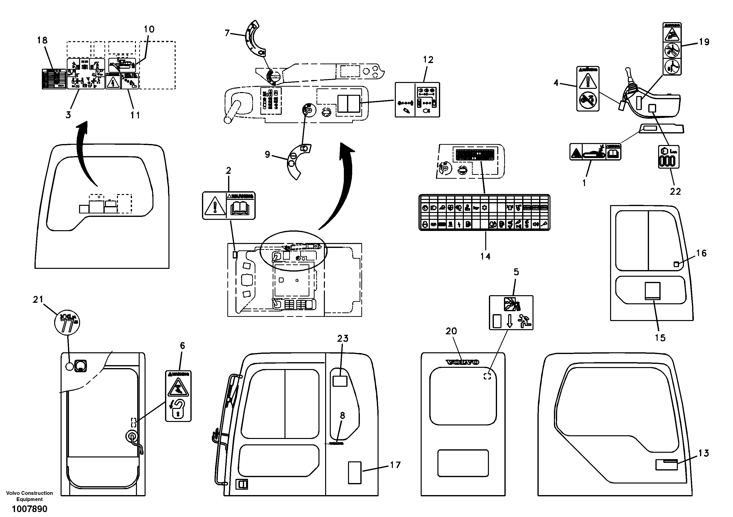 Схема запчастей Volvo EC360B - 1266 Decal, inner location EC360B