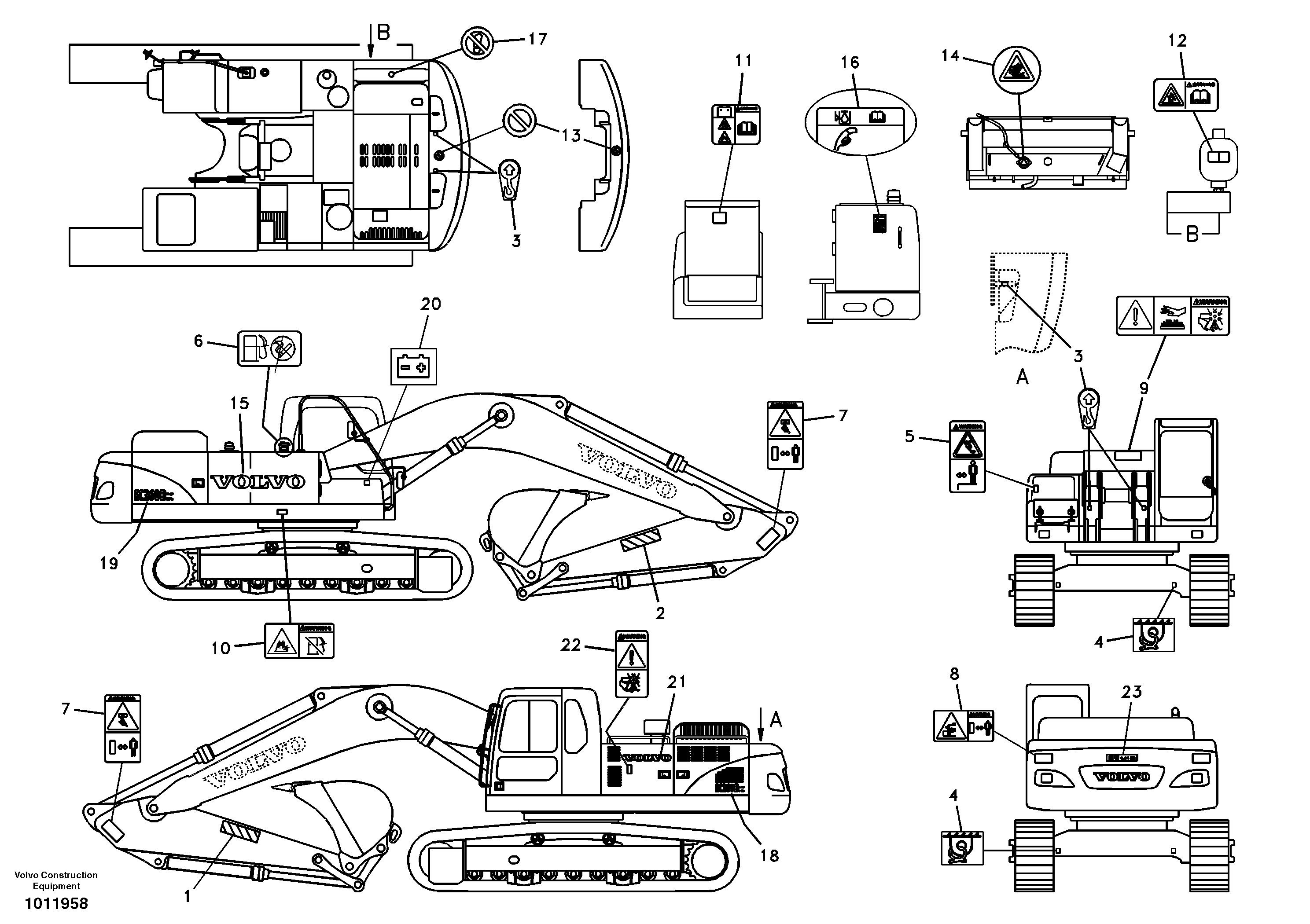 Схема запчастей Volvo EC360B - 43712 Decal, outer location EC360B