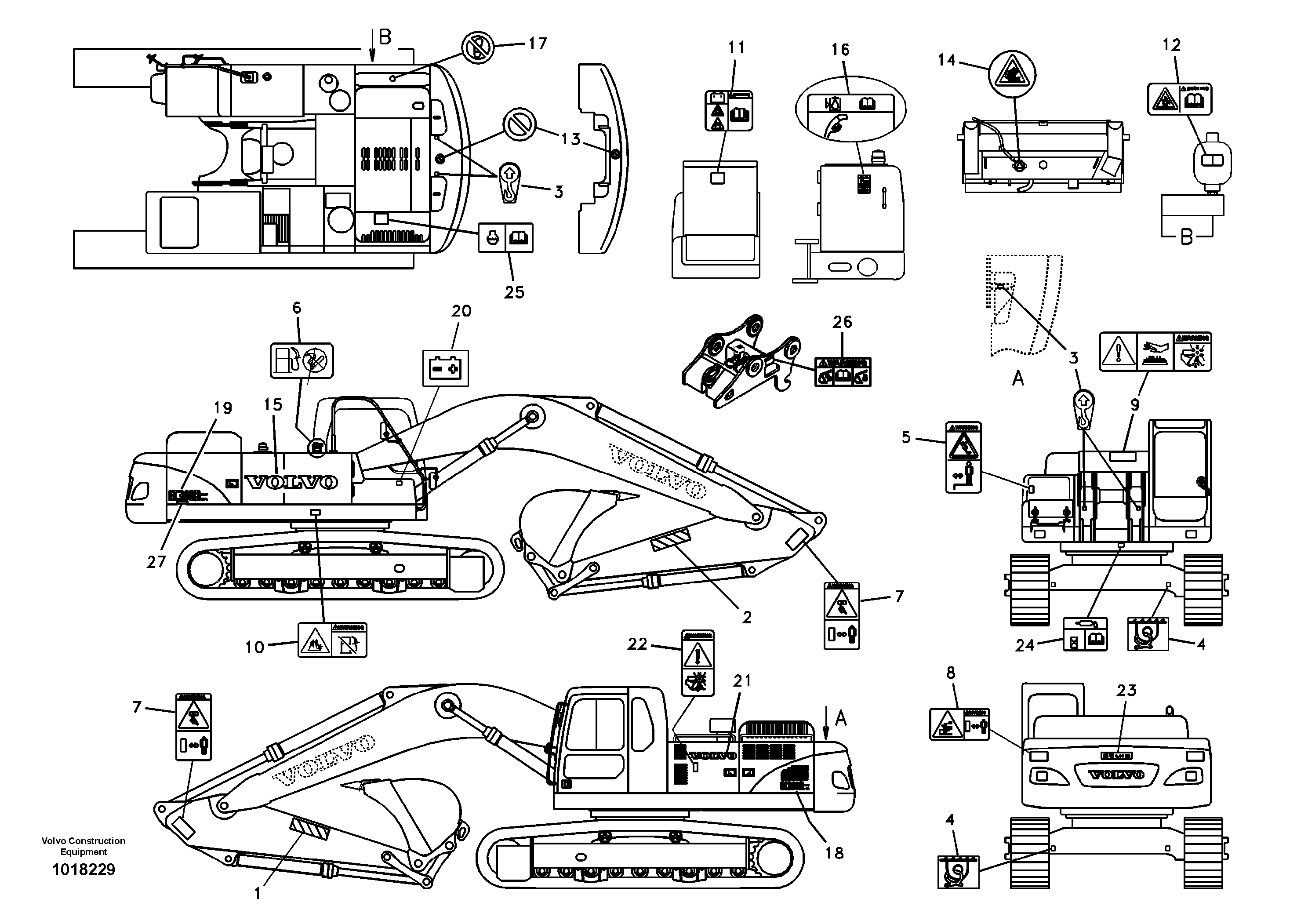 Схема запчастей Volvo EC360B - 70652 Decal, outer location EC360B