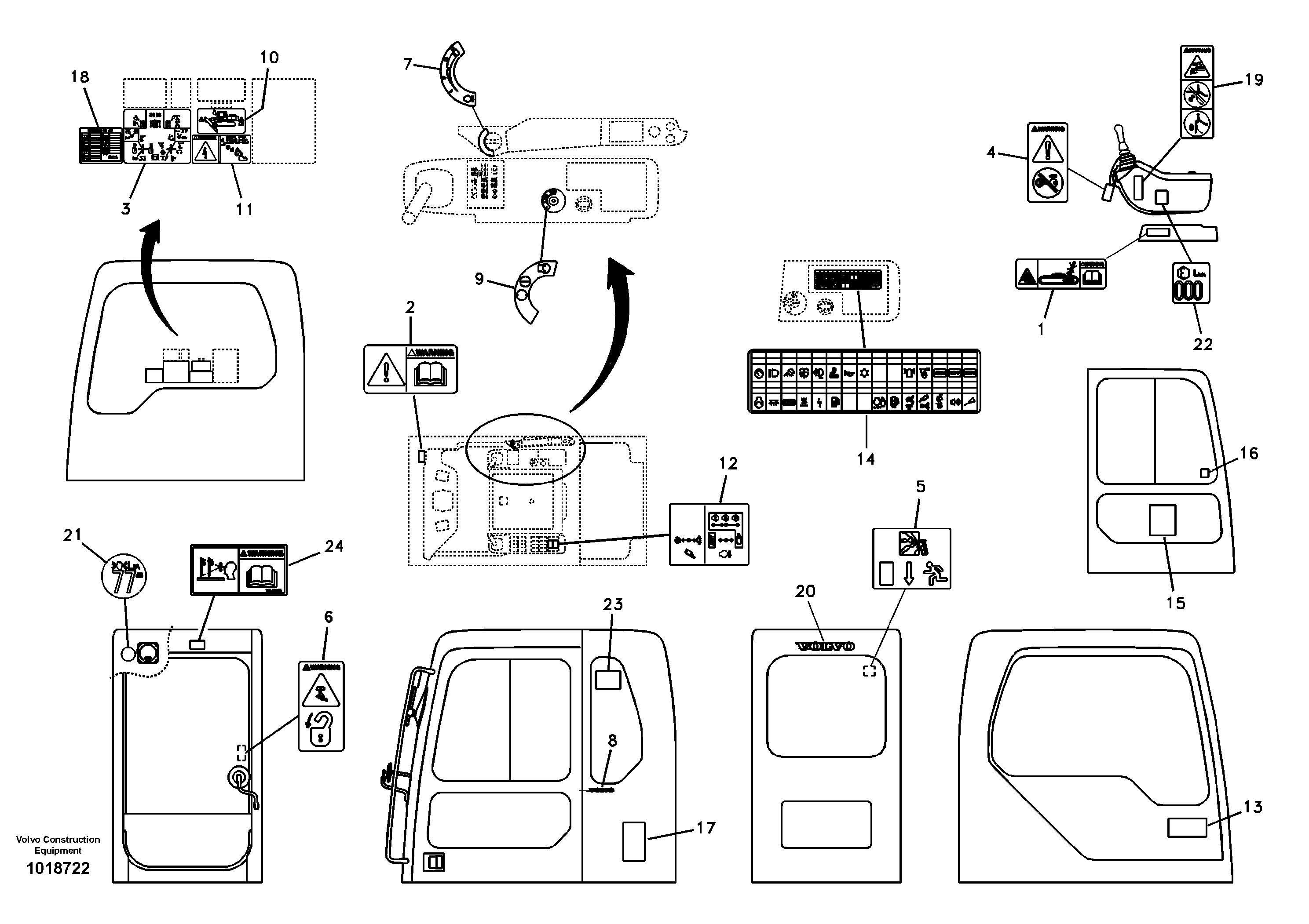 Схема запчастей Volvo EC360B - 83607 Decal, inner location EC360B