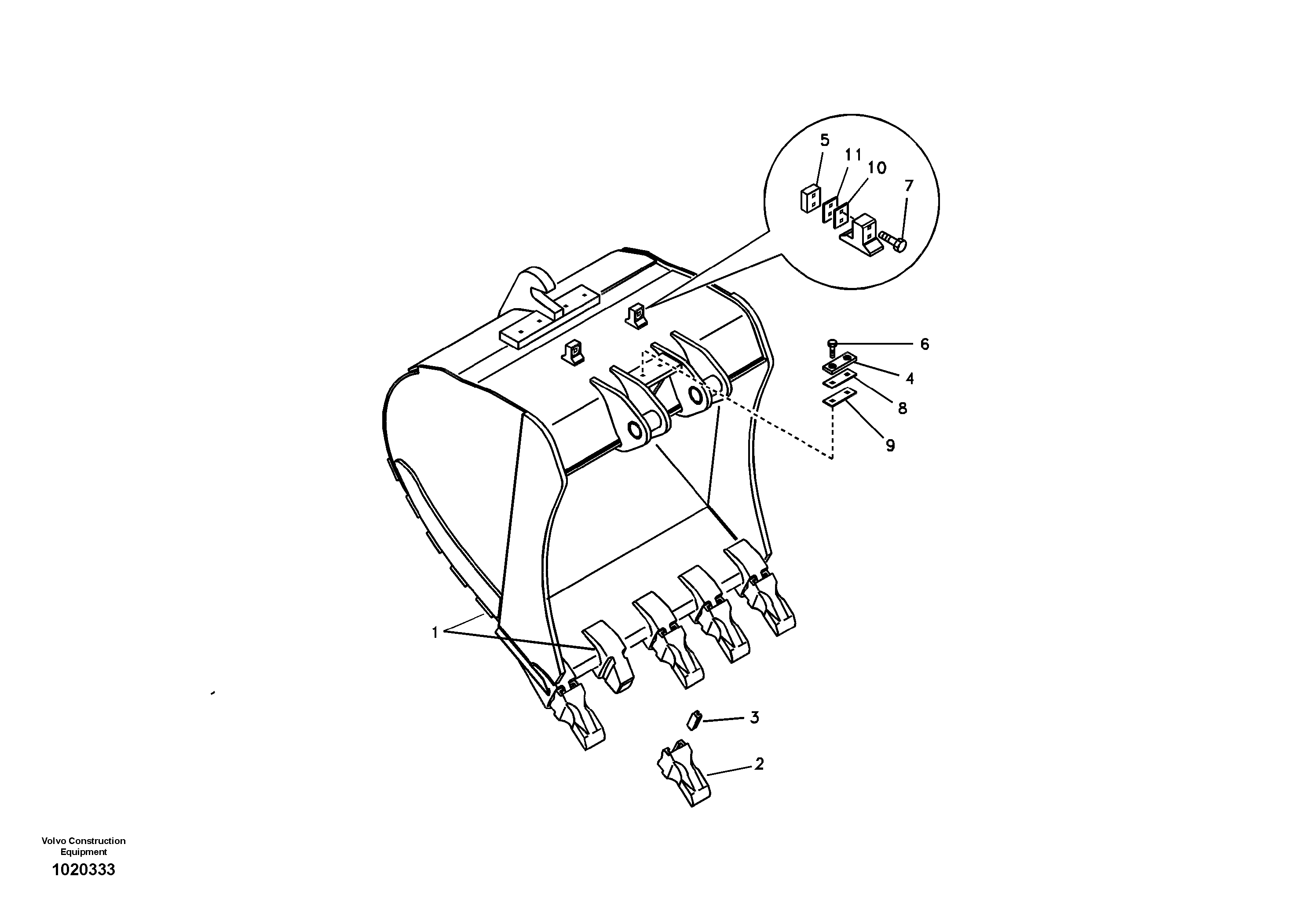 Схема запчастей Volvo EC360B - 100717 Buckets for Quickfit EC360B SER NO INT 12152- EU&NA 80001-