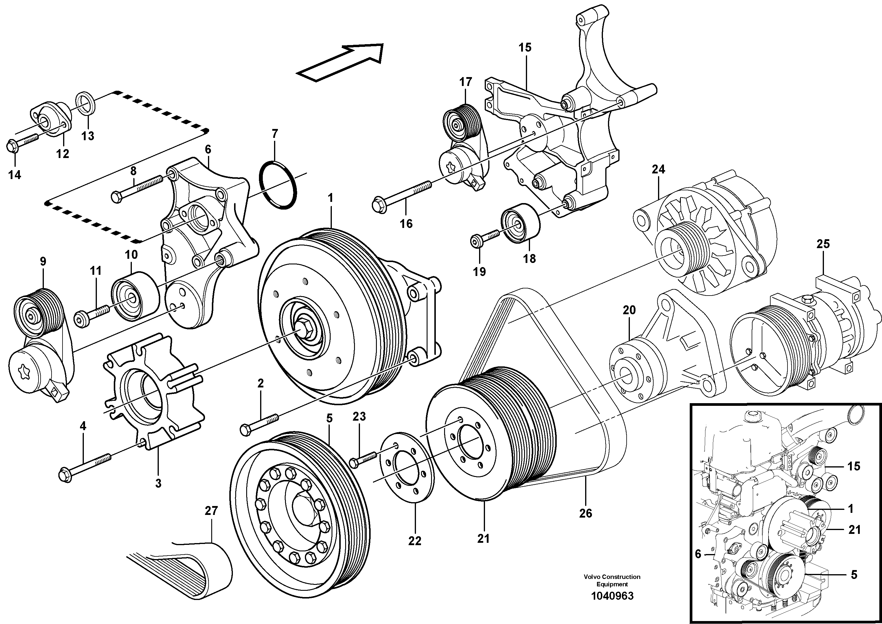 Схема запчастей Volvo EC360B - 38430 Belt transmission EC360B PRIME S/N 15001-/85001- 35001-