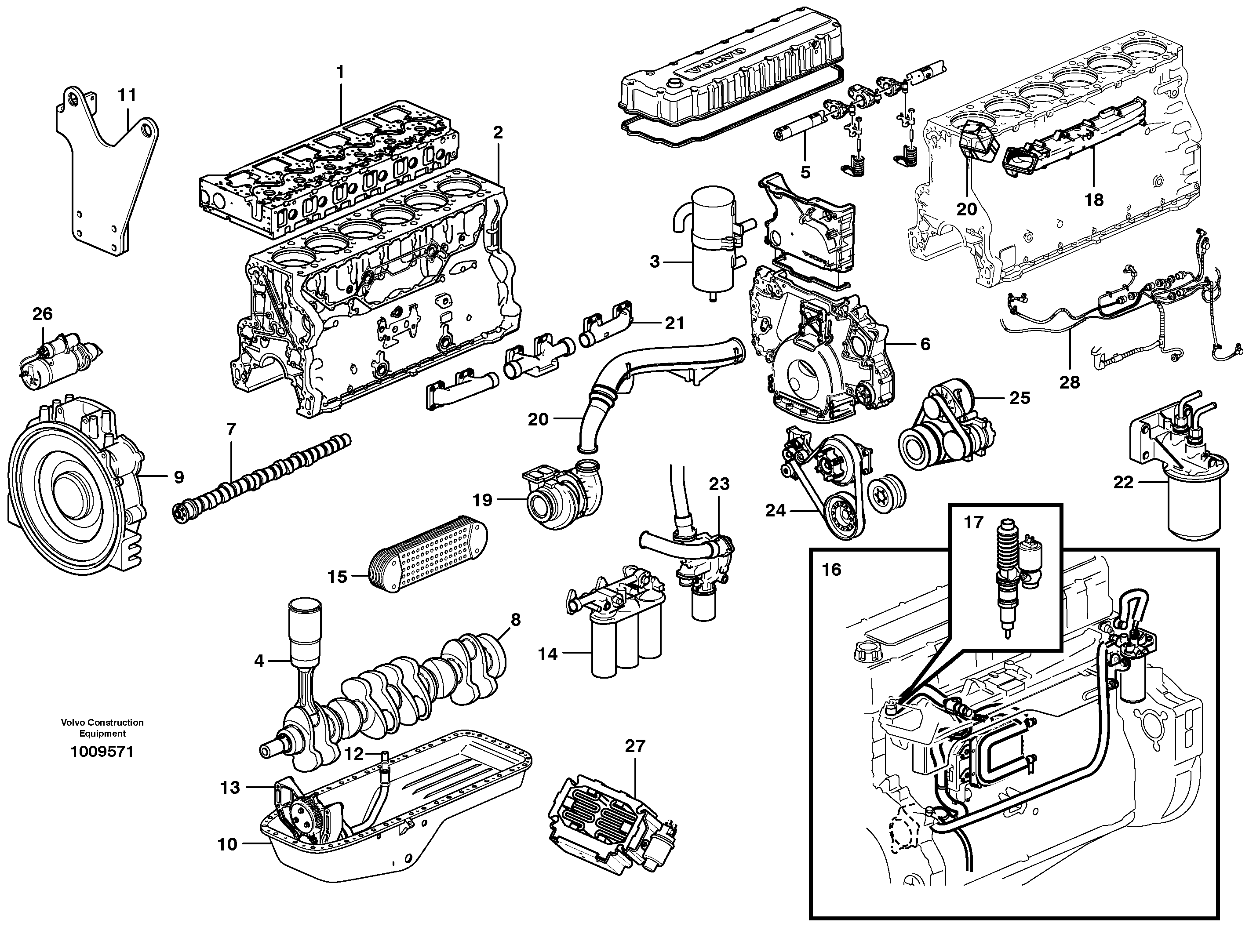 Схема запчастей Volvo EC360B - 87690 Двигатель в сборе EC360B SER NO INT 12152- EU&NA 80001-