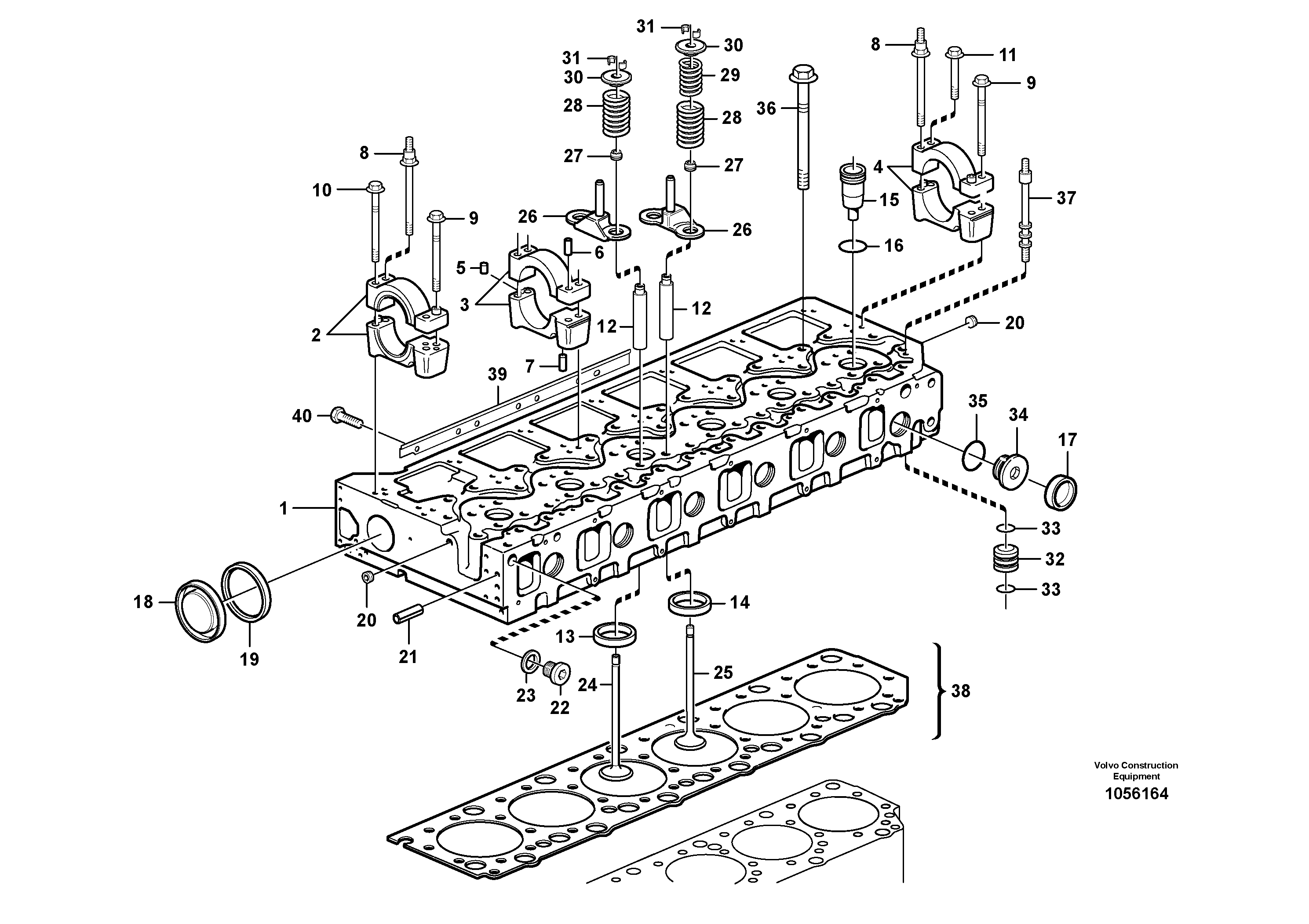 Схема запчастей Volvo EC360B - 87366 Головка блока цилиндров EC360B SER NO INT 12152- EU&NA 80001-