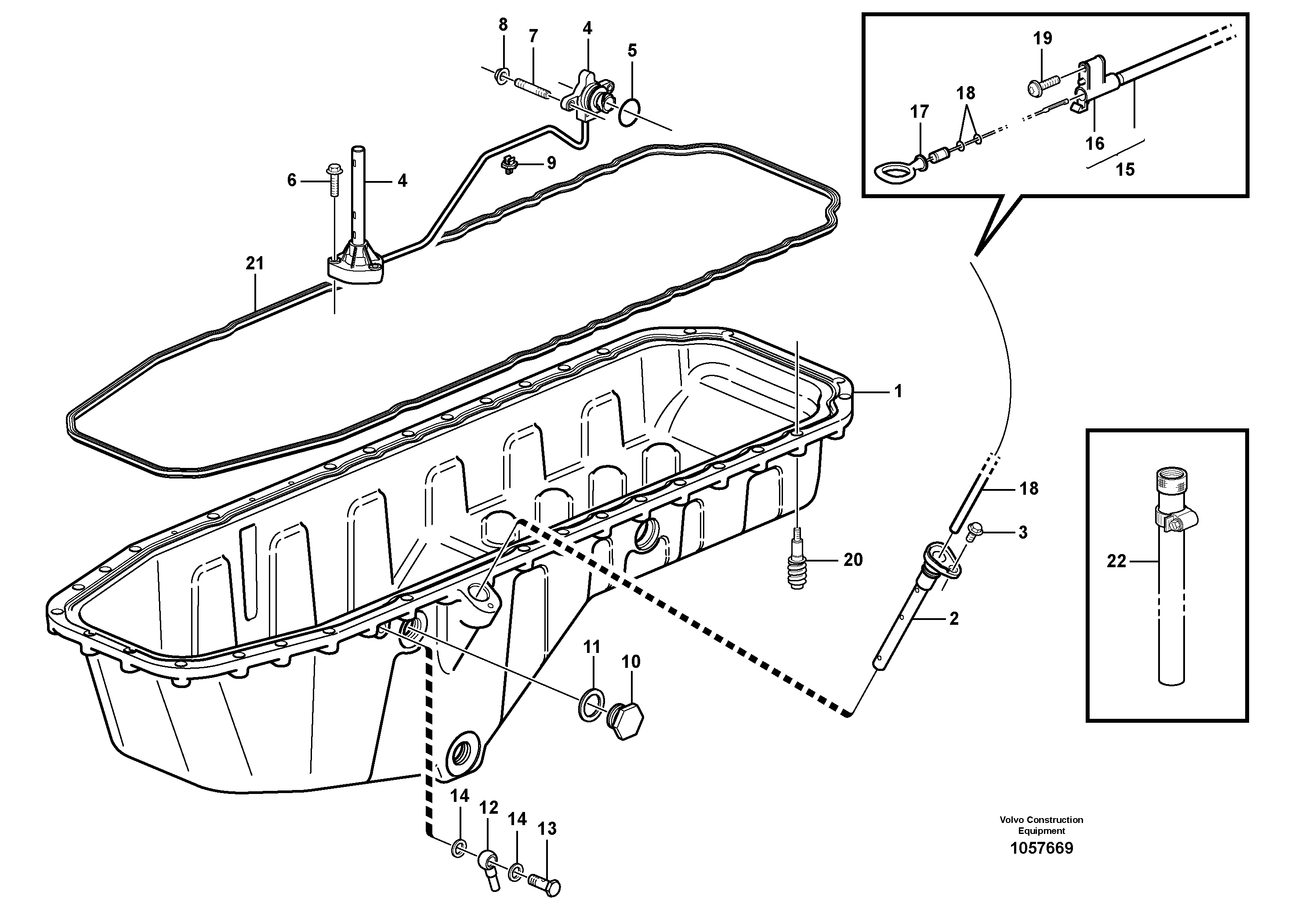 Схема запчастей Volvo EC360B - 90705 Oil sump EC360B SER NO INT 12152- EU&NA 80001-