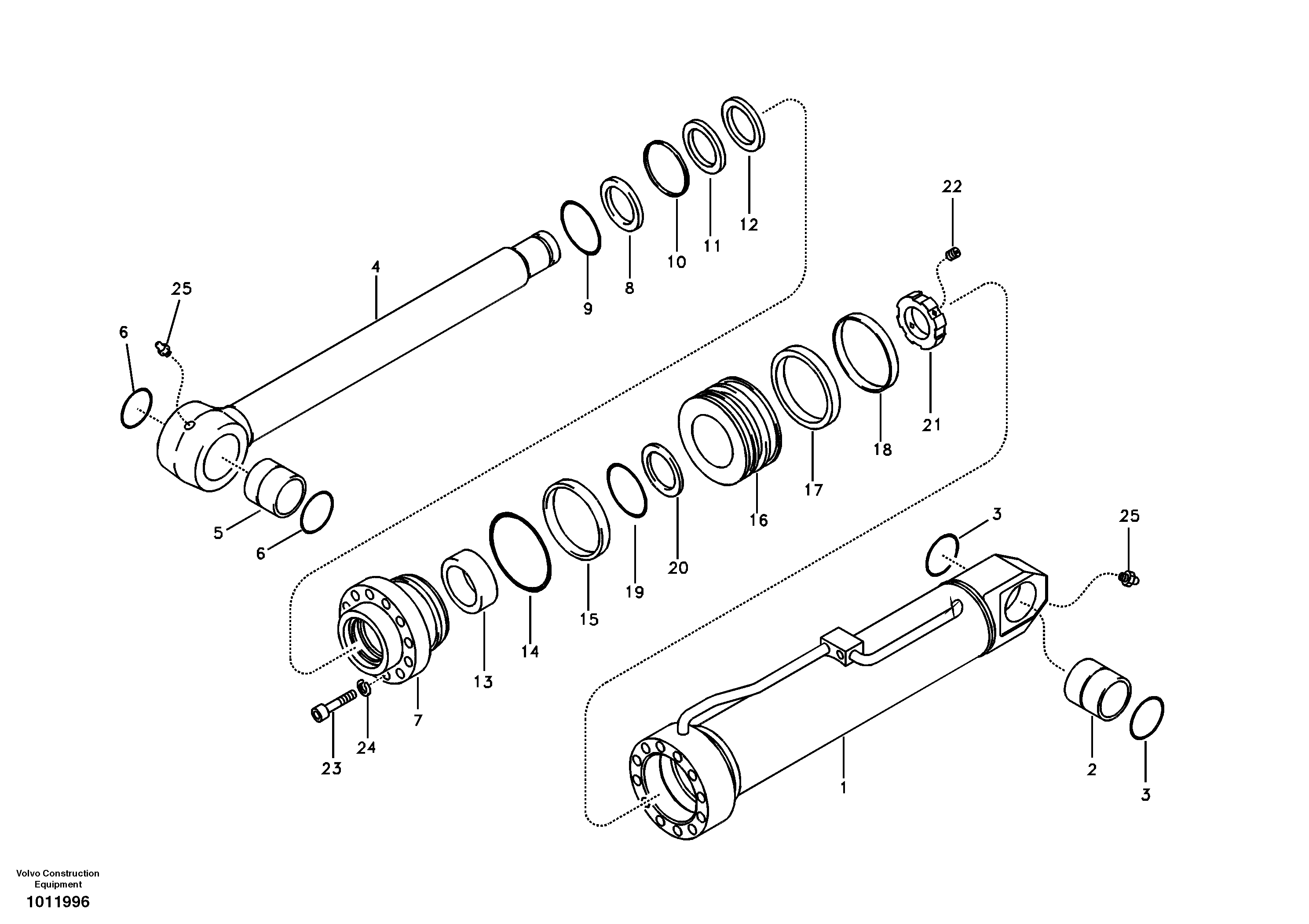 Схема запчастей Volvo EC360B - 96070 Hydraulic cylinder, Removal Counterweight EC360B SER NO INT 12152- EU&NA 80001-