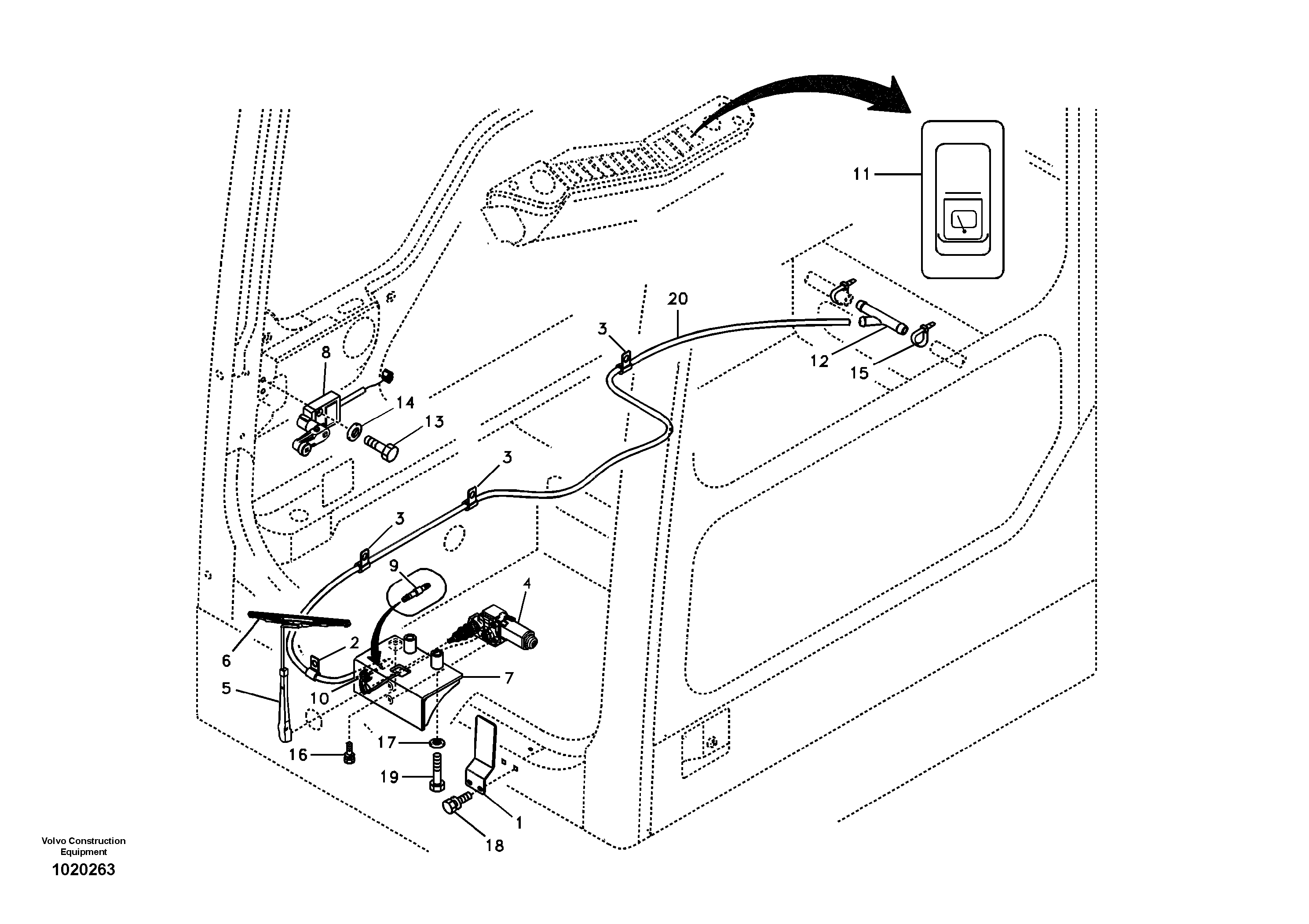 Схема запчастей Volvo EC360B - 60593 Lower wiper EC360B PRIME S/N 15001-/85001- 35001-