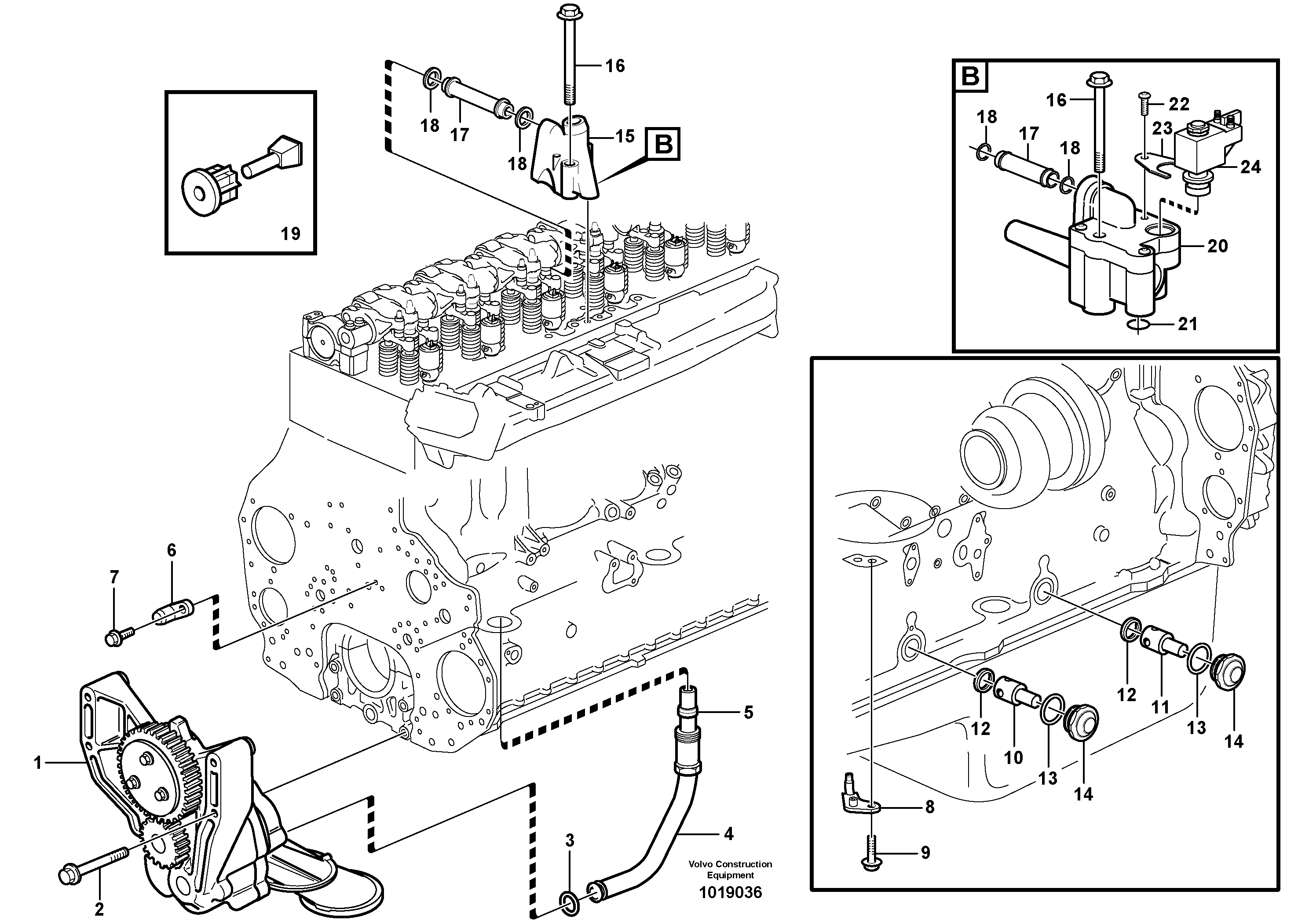 Схема запчастей Volvo EC360B - 87814 Система масляной смазки EC360B SER NO INT 12152- EU&NA 80001-