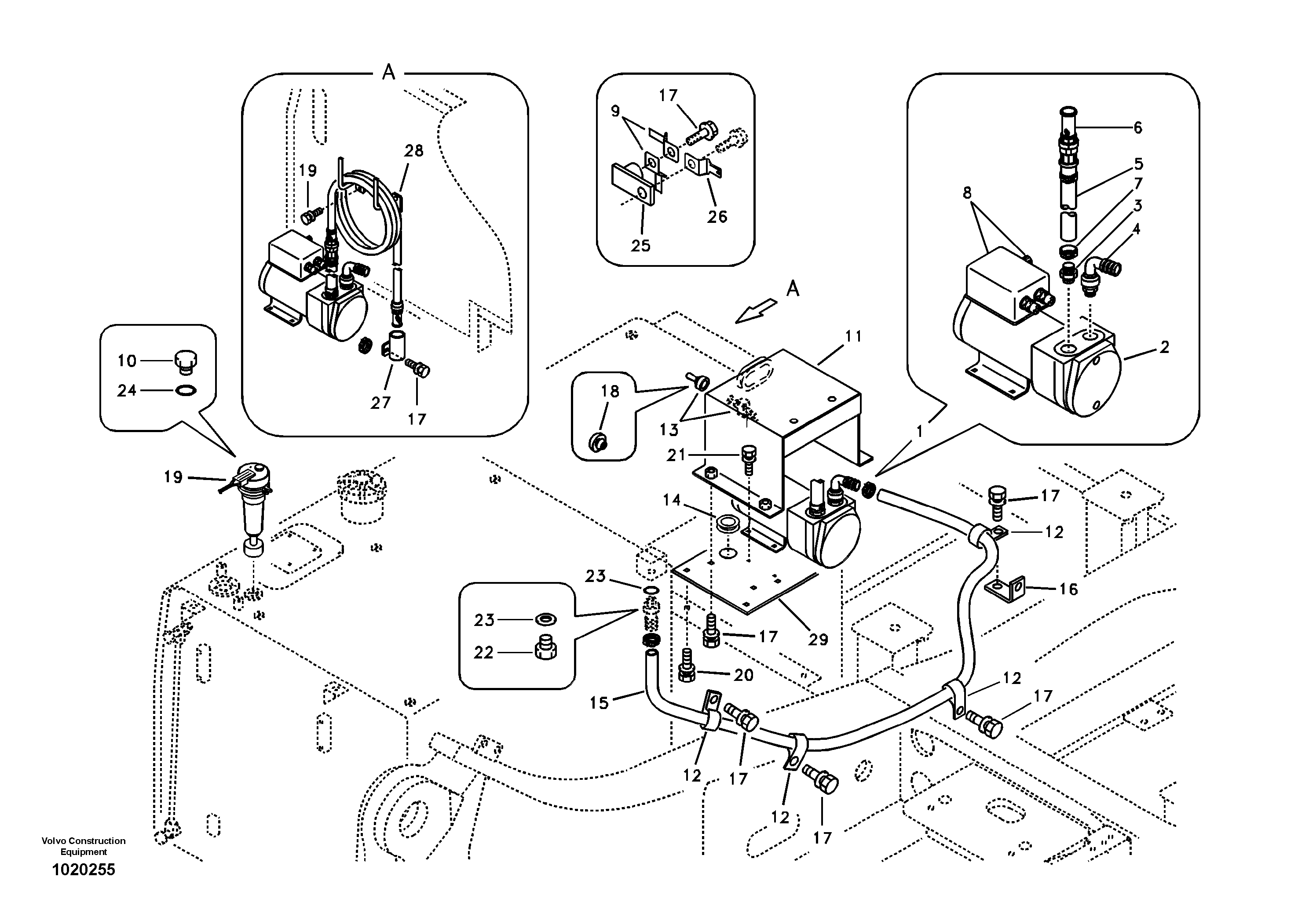 Схема запчастей Volvo EC360B - 92770 Fuel filling pump with assembling details EC360B SER NO INT 12152- EU&NA 80001-