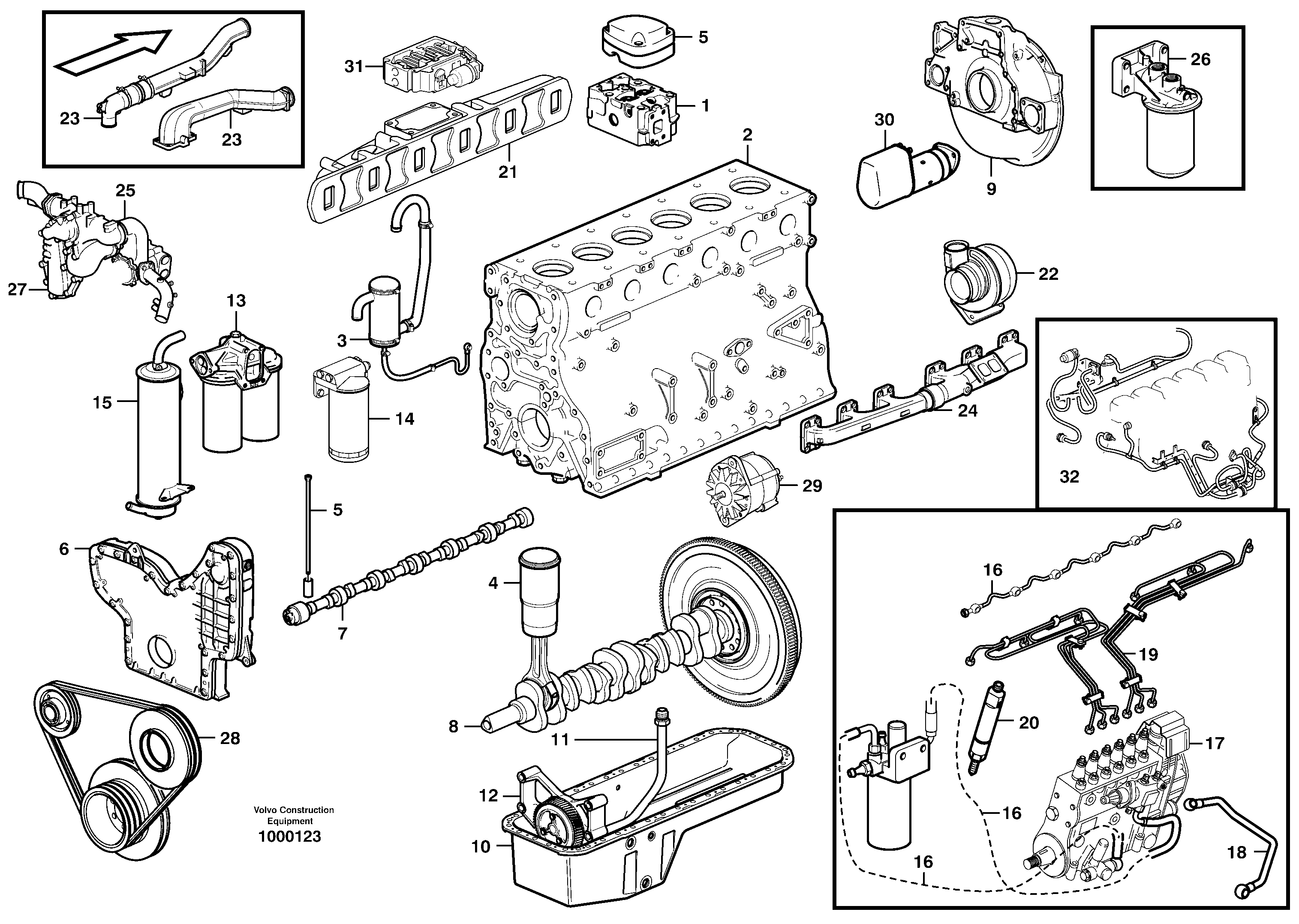 Схема запчастей Volvo EC360B - 3936 Двигатель в сборе EC360B