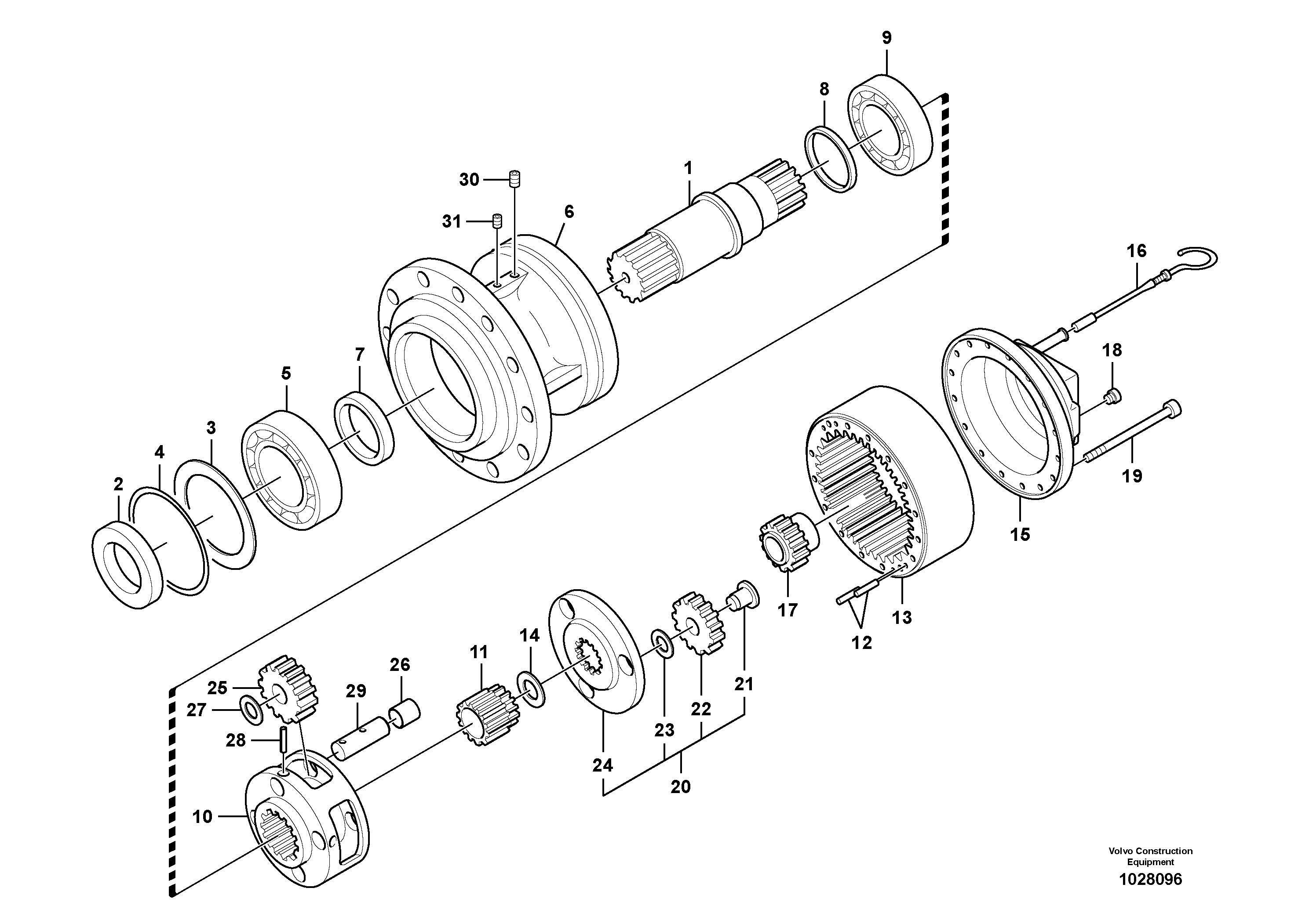 Схема запчастей Volvo EC360B - 101124 Swing gearbox EC360B PRIME S/N 15001-/85001- 35001-