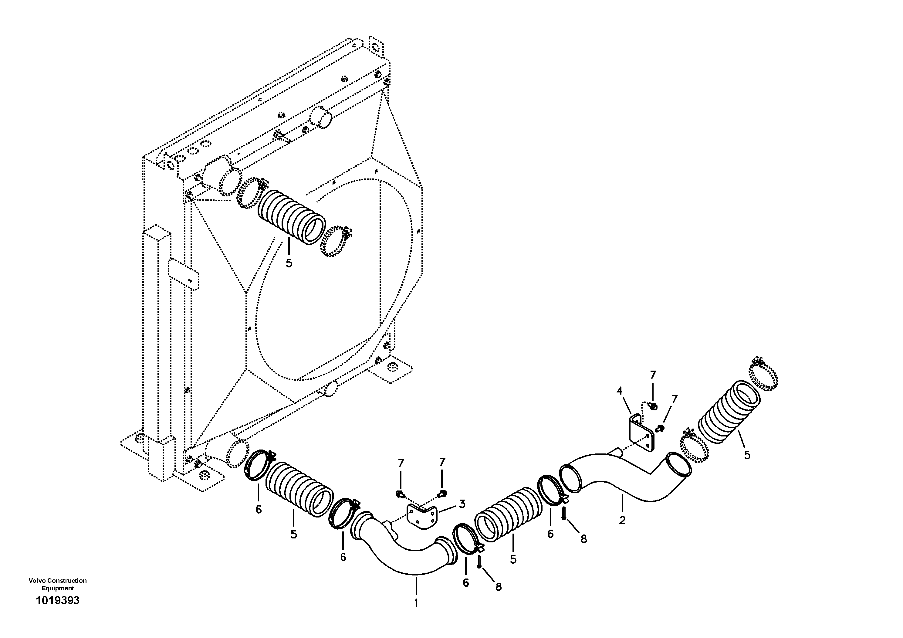 Схема запчастей Volvo EC360B - 94205 Charge air cooler, plumbing EC360B SER NO INT 12152- EU&NA 80001-