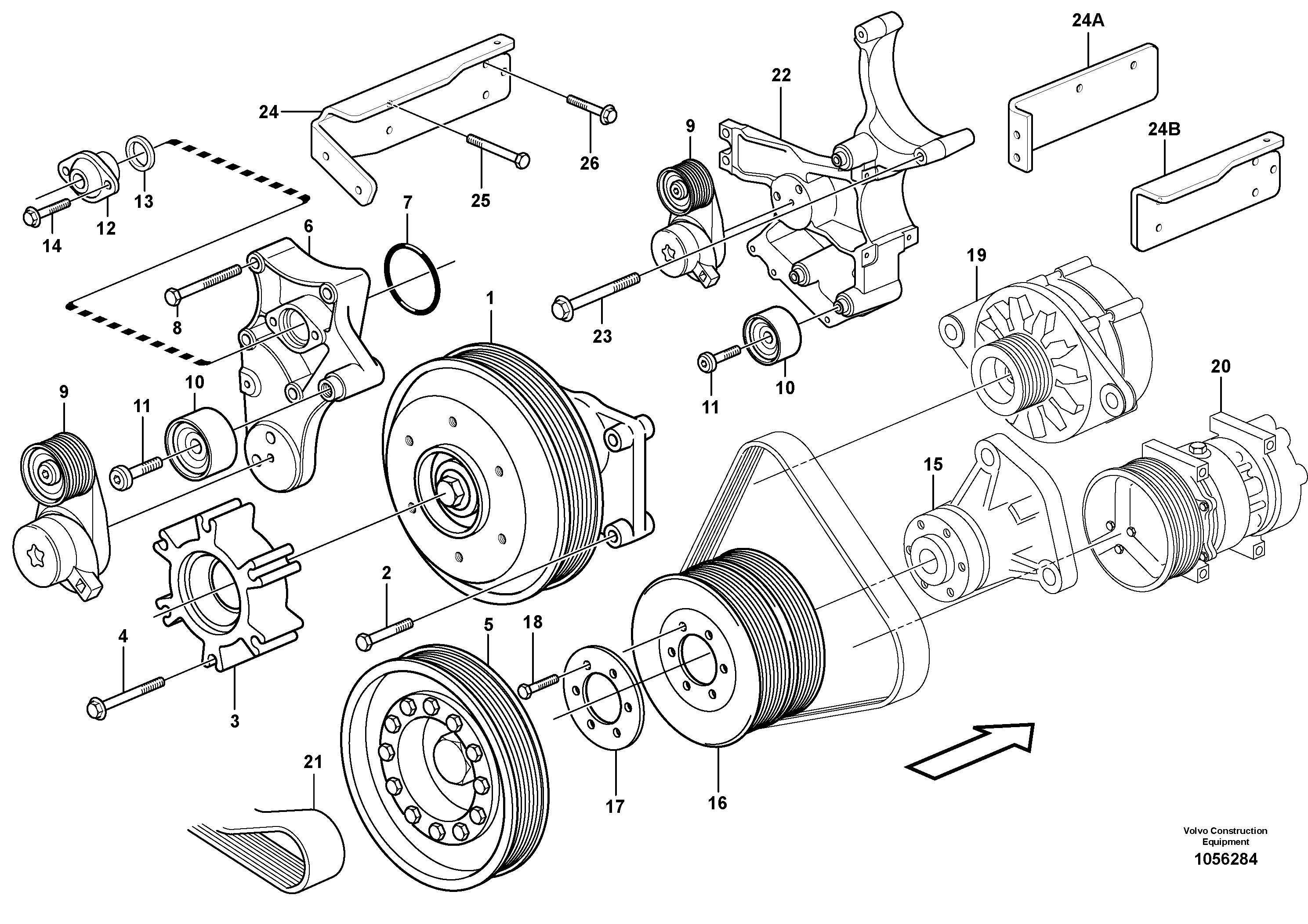 Схема запчастей Volvo EC360B - 87695 Belt transmission EC360B SER NO INT 12152- EU&NA 80001-