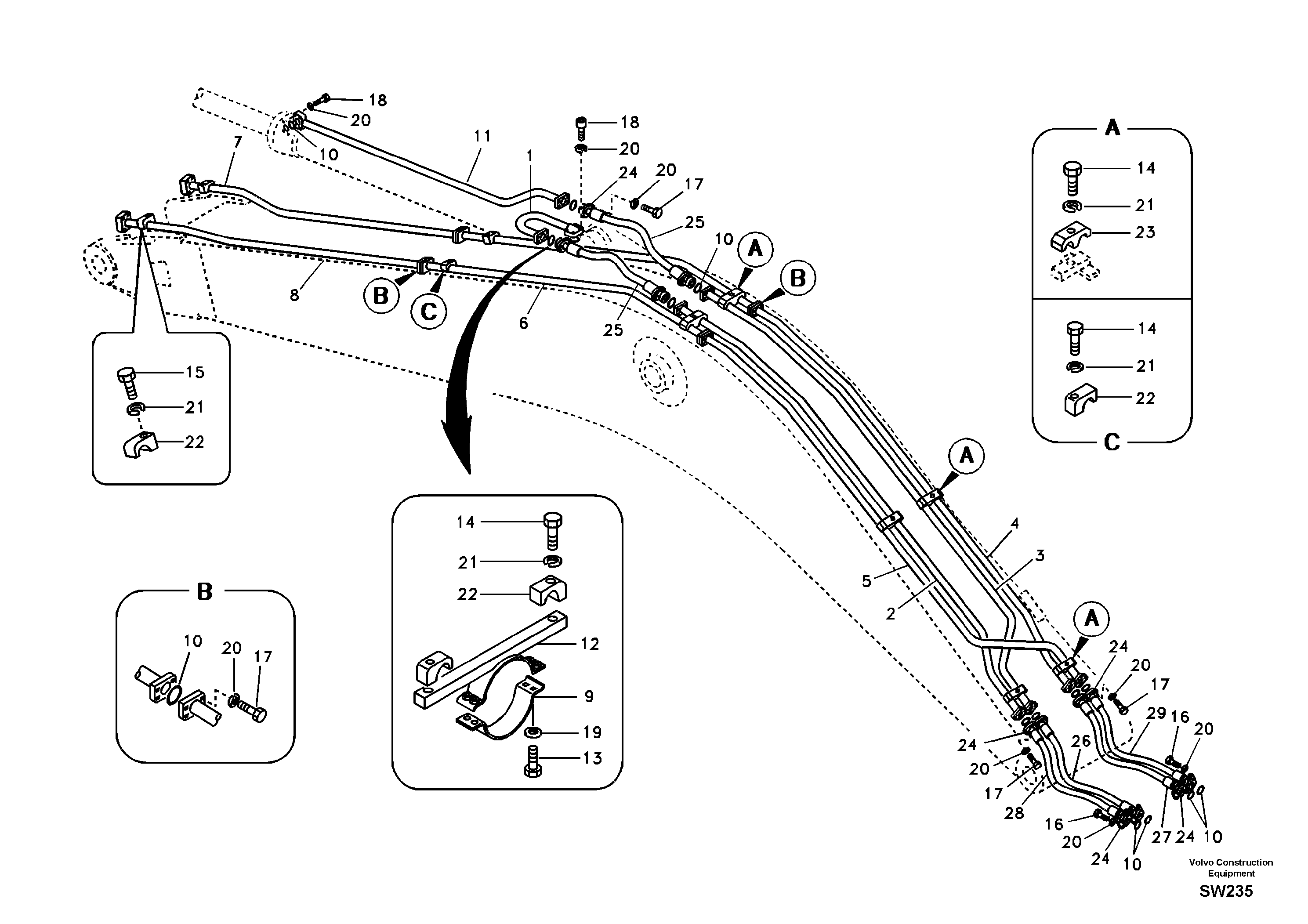 Схема запчастей Volvo EC360B - 77538 Working hydraulic, dipper arm cylinder on boom EC360B