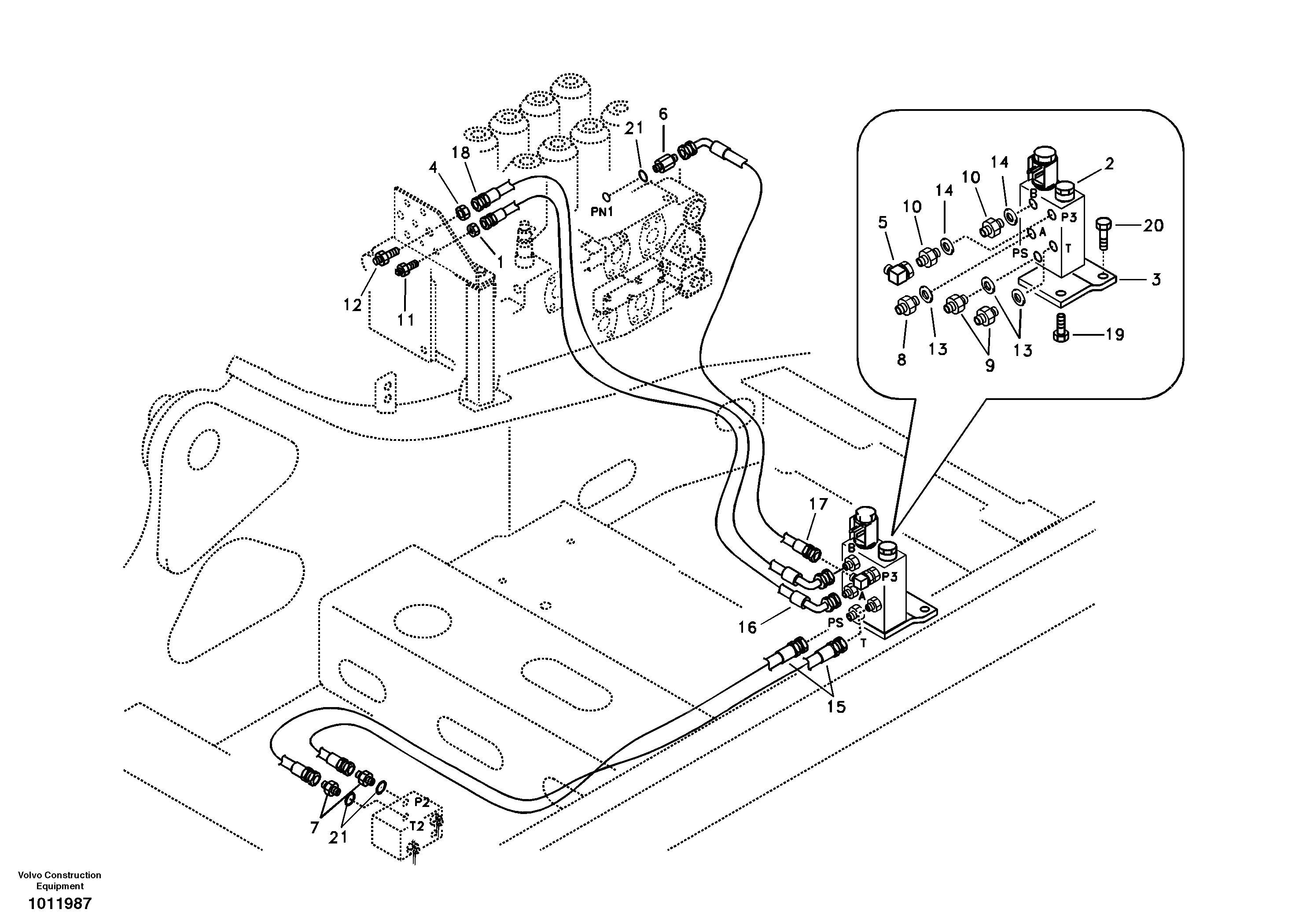 Схема запчастей Volvo EC360B - 206 Working hydraulic, quick fit on upper frame EC360B