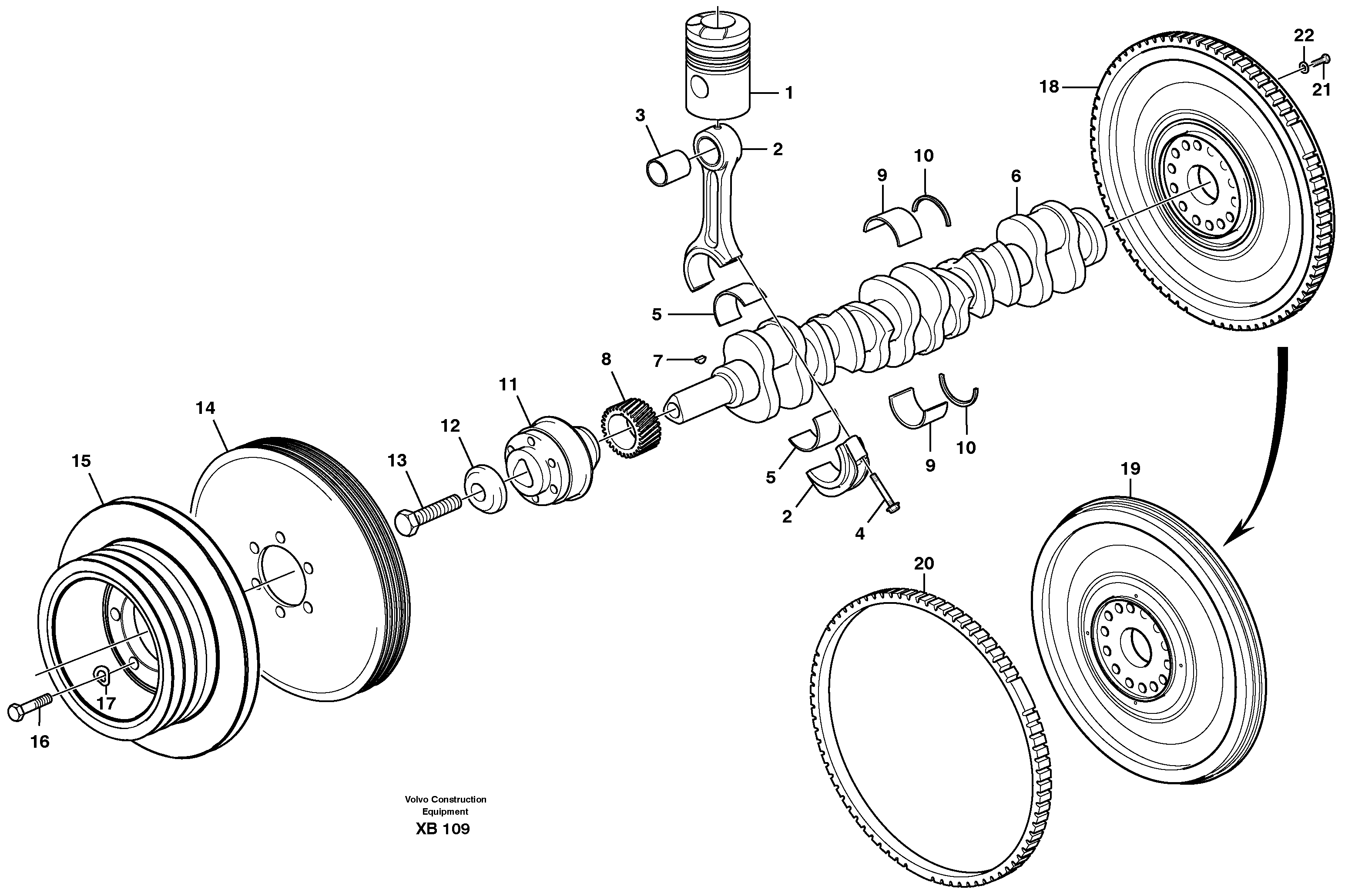 Схема запчастей Volvo EC360B - 6145 Crankshaft and related parts EC360B