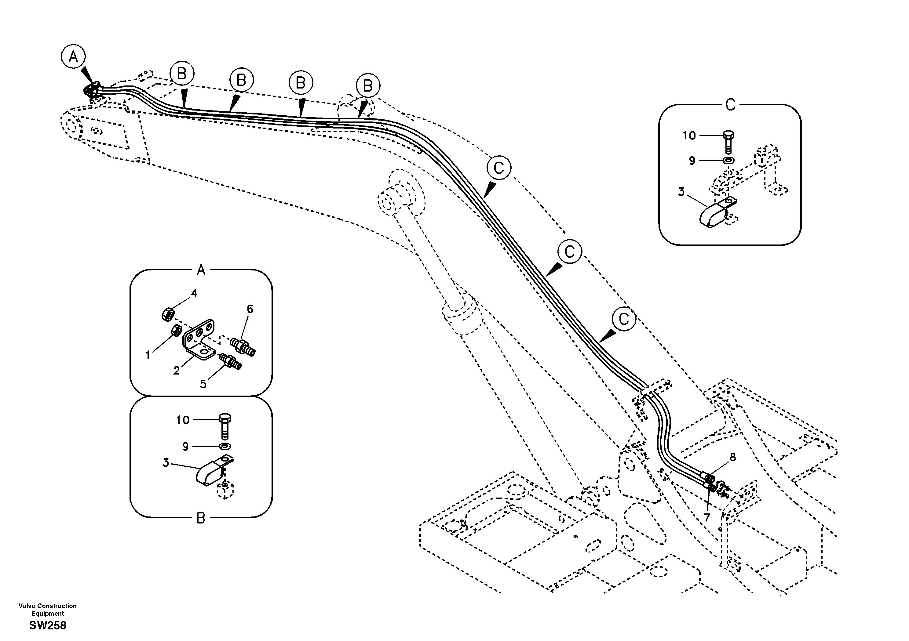 Схема запчастей Volvo EC360B - 43991 Working hydraulic, quick fit on boom EC360B