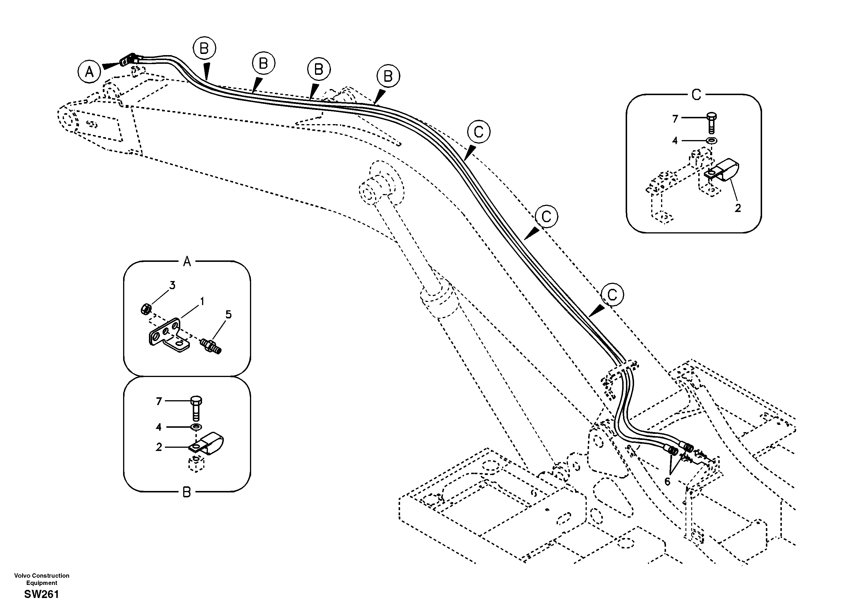 Схема запчастей Volvo EC360B - 43994 Working hydraulic, slope and rotator on boom EC360B