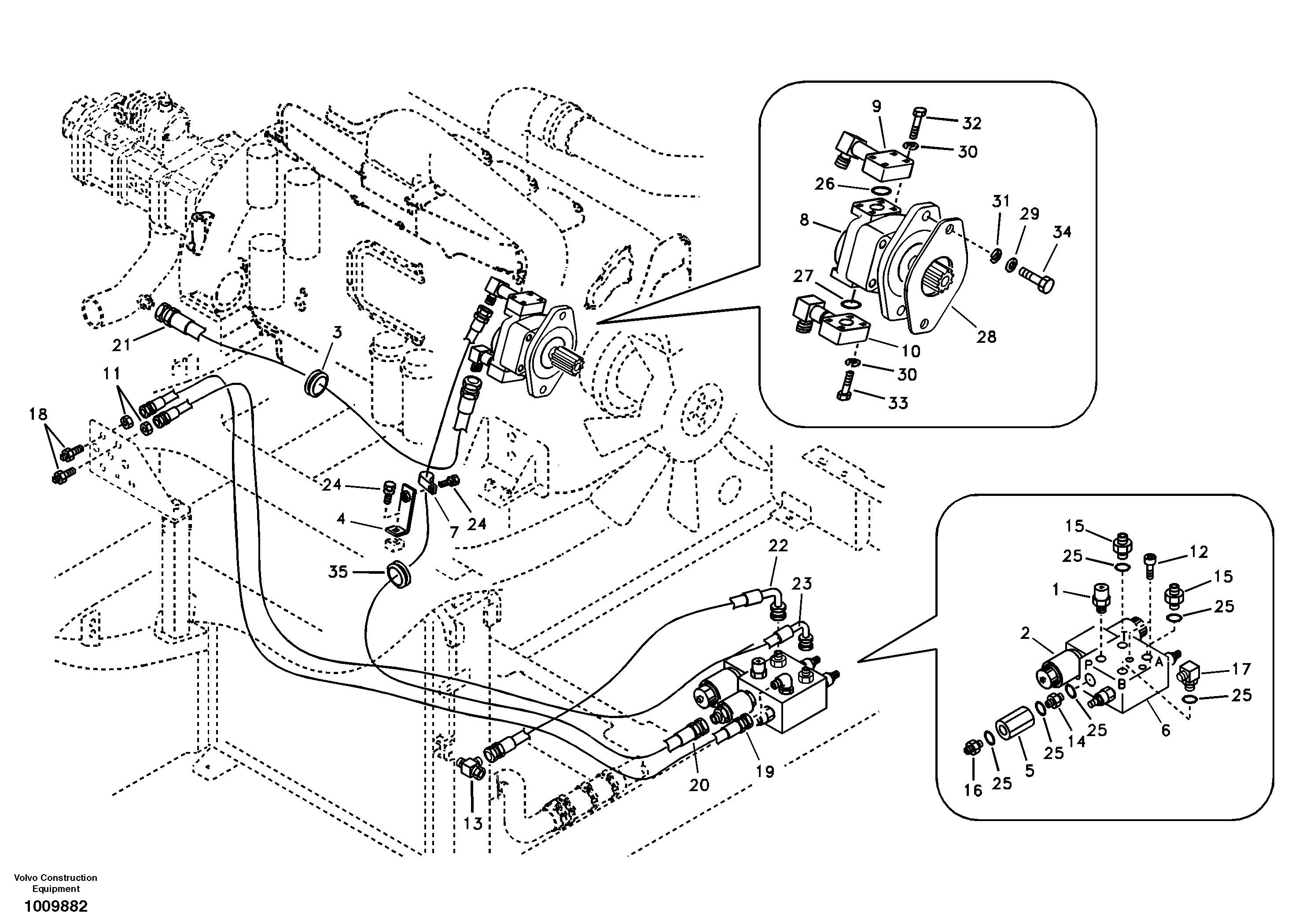 Схема запчастей Volvo EC360B - 48292 Working hydraulic, slope and rotator on upper frame EC360B