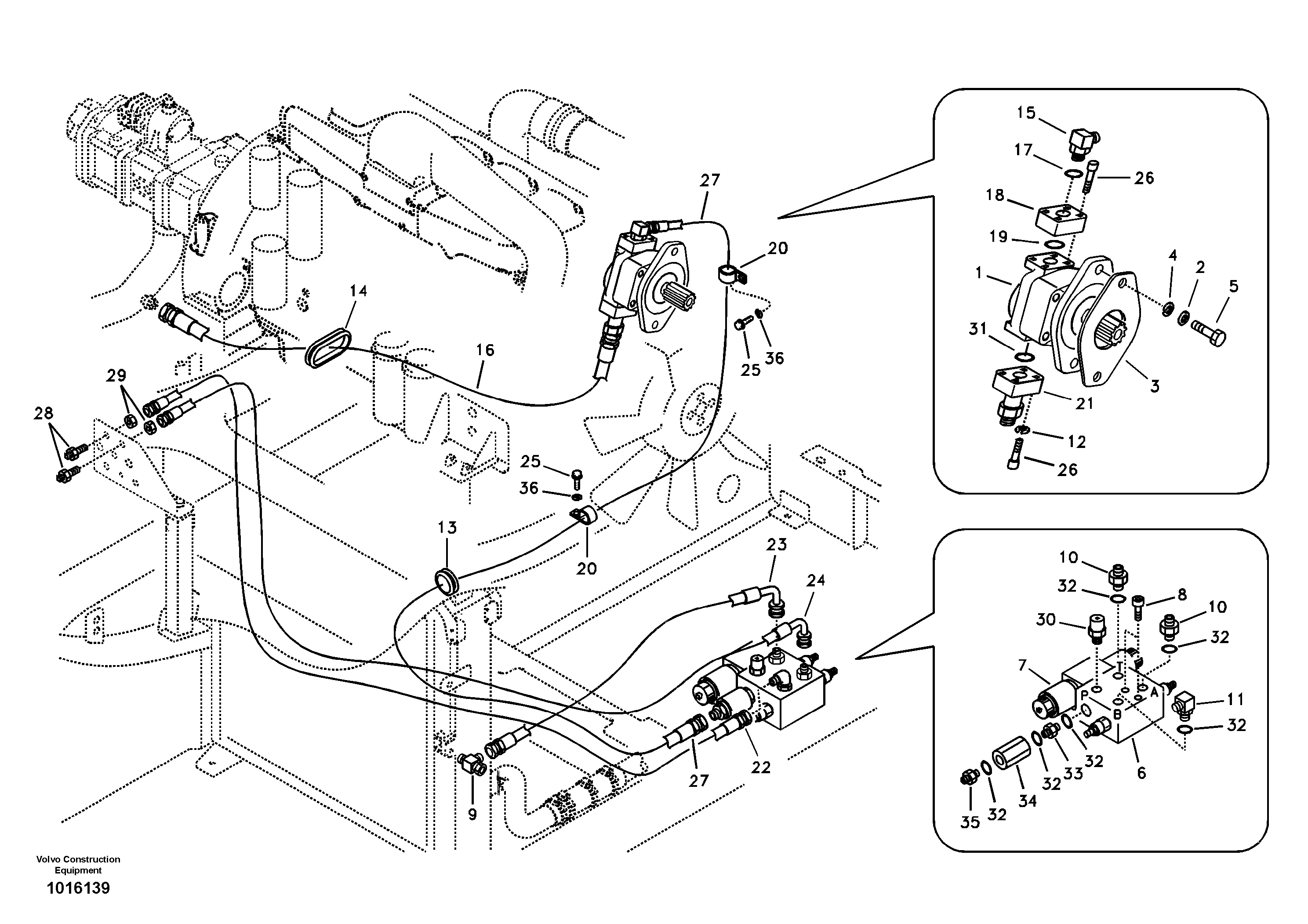 Схема запчастей Volvo EC360B - 48293 Working hydraulic, slope and rotator on upper frame EC360B