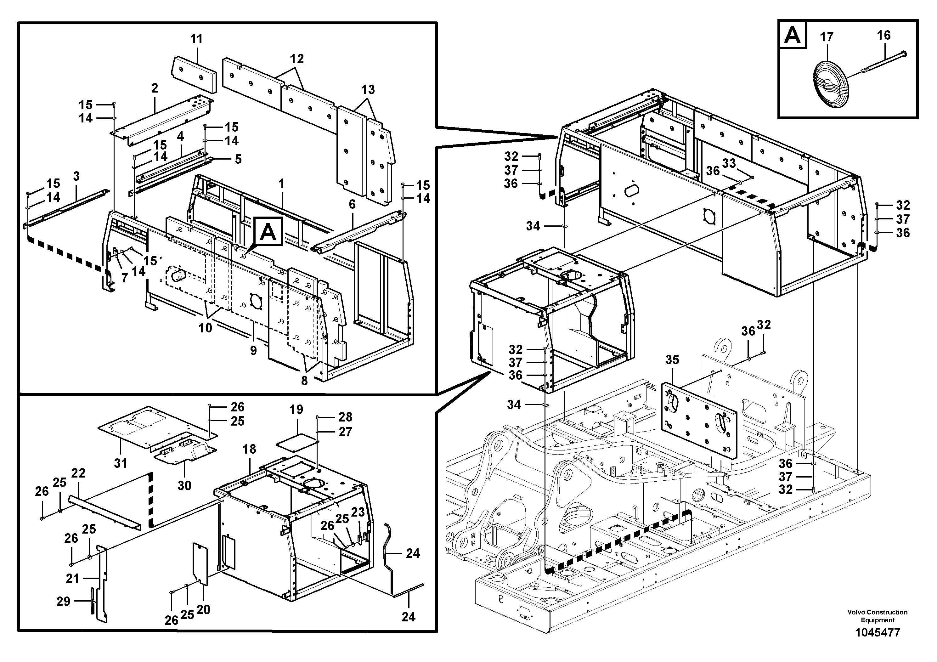Схема запчастей Volvo EC360B - 85471 Cowl frame EC360B PRIME S/N 15001-/85001- 35001-