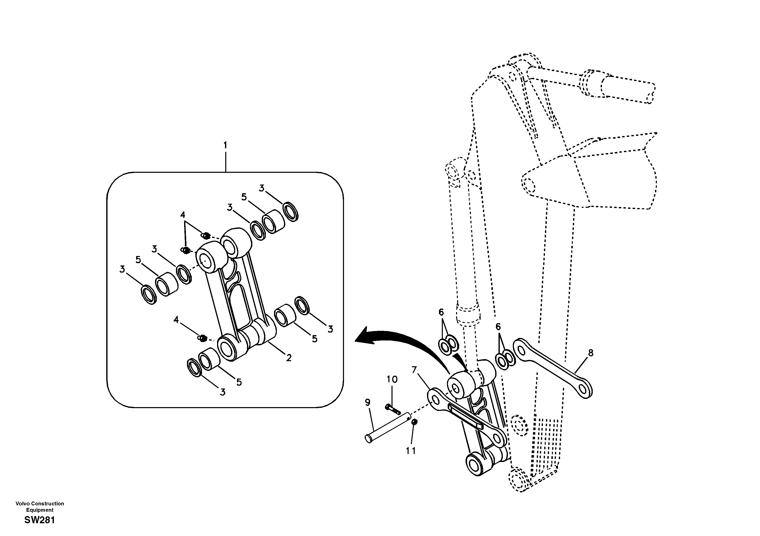 Схема запчастей Volvo EC360B - 96657 Links to connecting rod EC360B