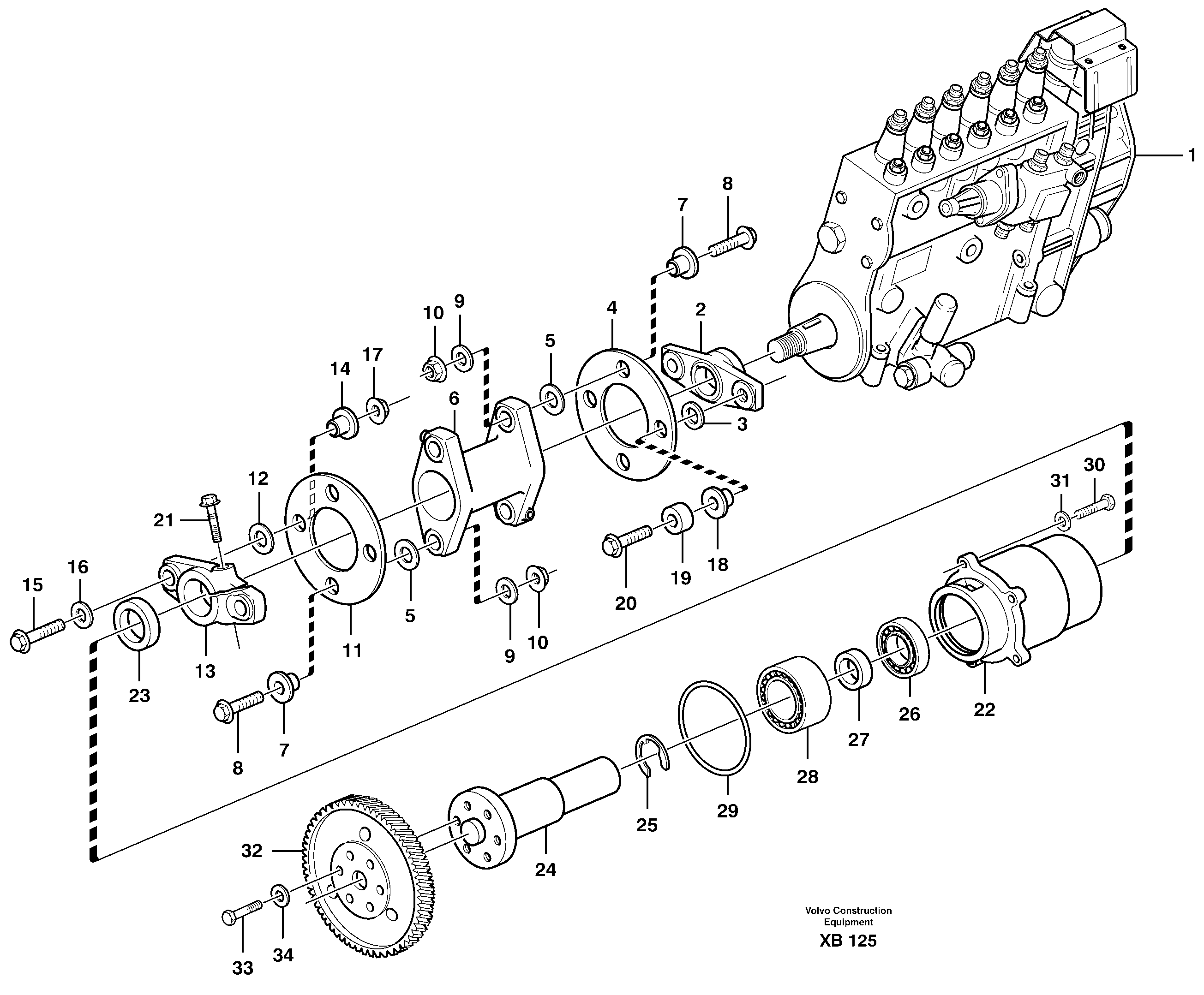 Схема запчастей Volvo EC360B - 59281 Pump drive EC360B