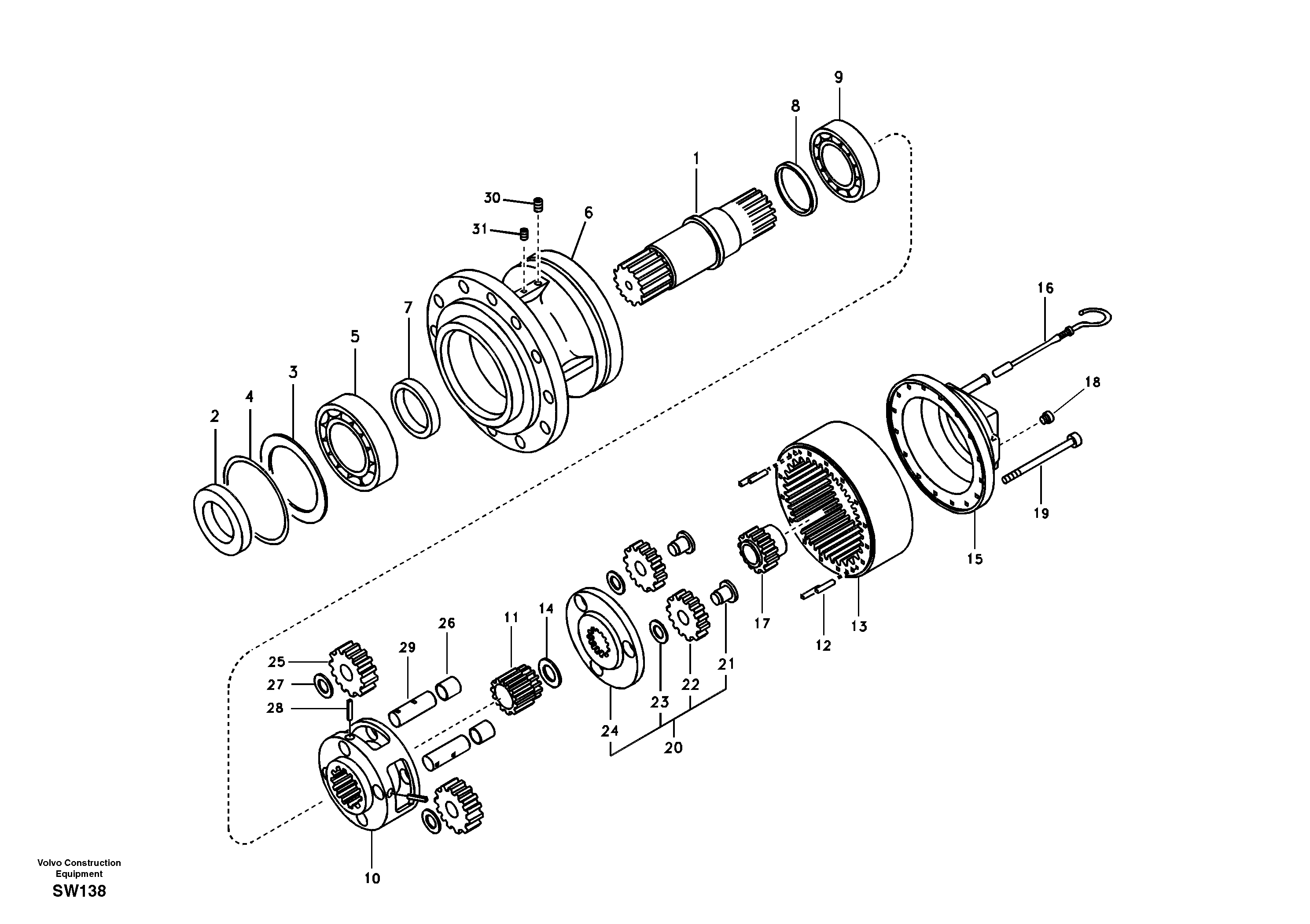 Схема запчастей Volvo EC360B - 97314 Swing gearbox EC360B SER NO INT 12152- EU&NA 80001-