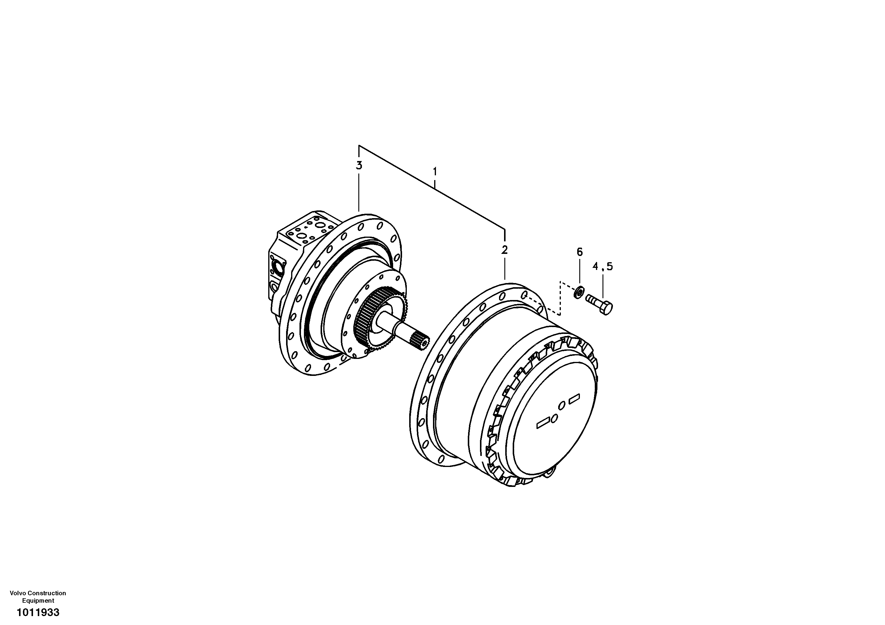 Схема запчастей Volvo EC360B - 93344 Travel motor with mounting parts EC360B SER NO INT 12152- EU&NA 80001-