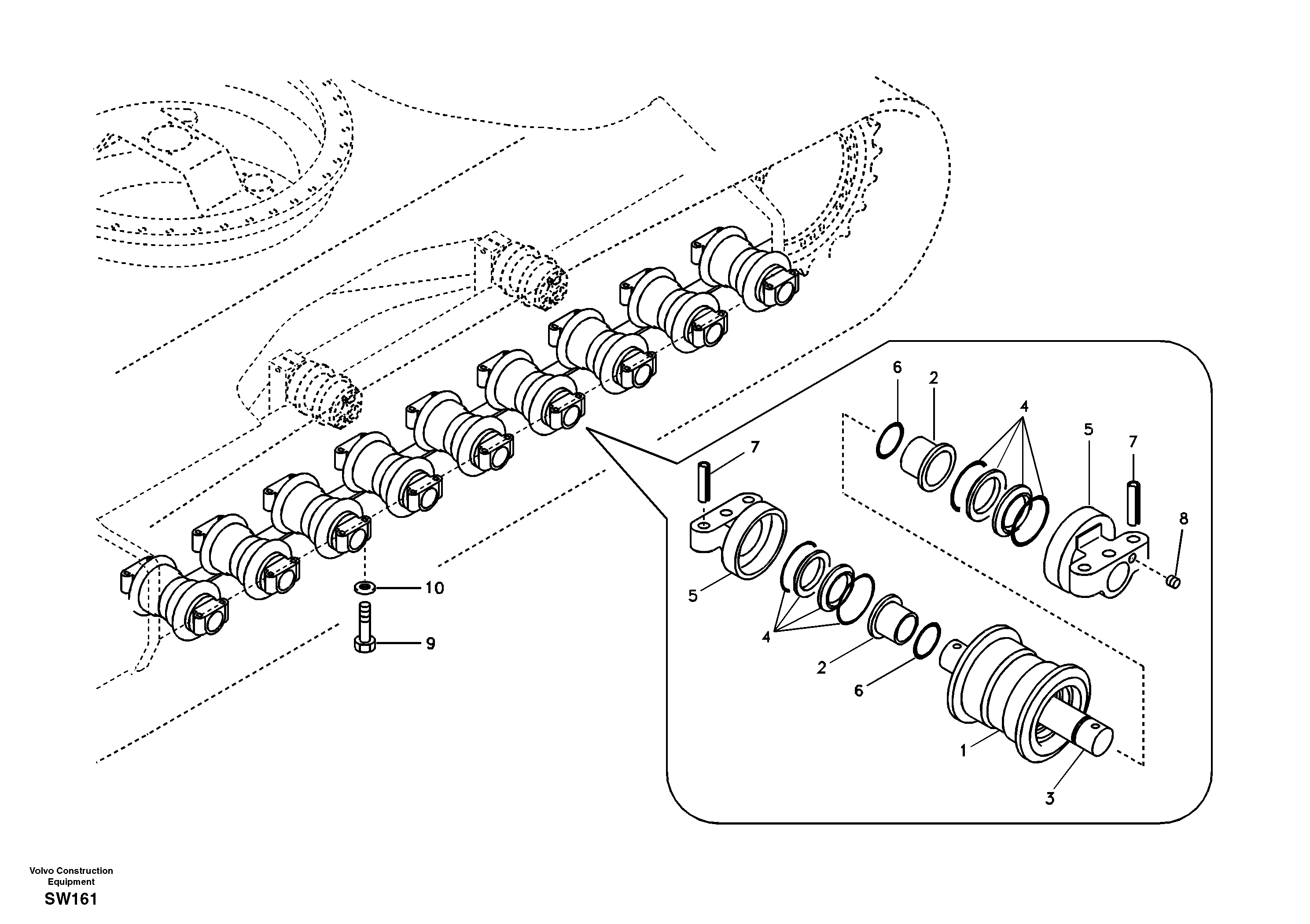 Схема запчастей Volvo EC360B - 95593 Bottom roller EC360B SER NO INT 12152- EU&NA 80001-