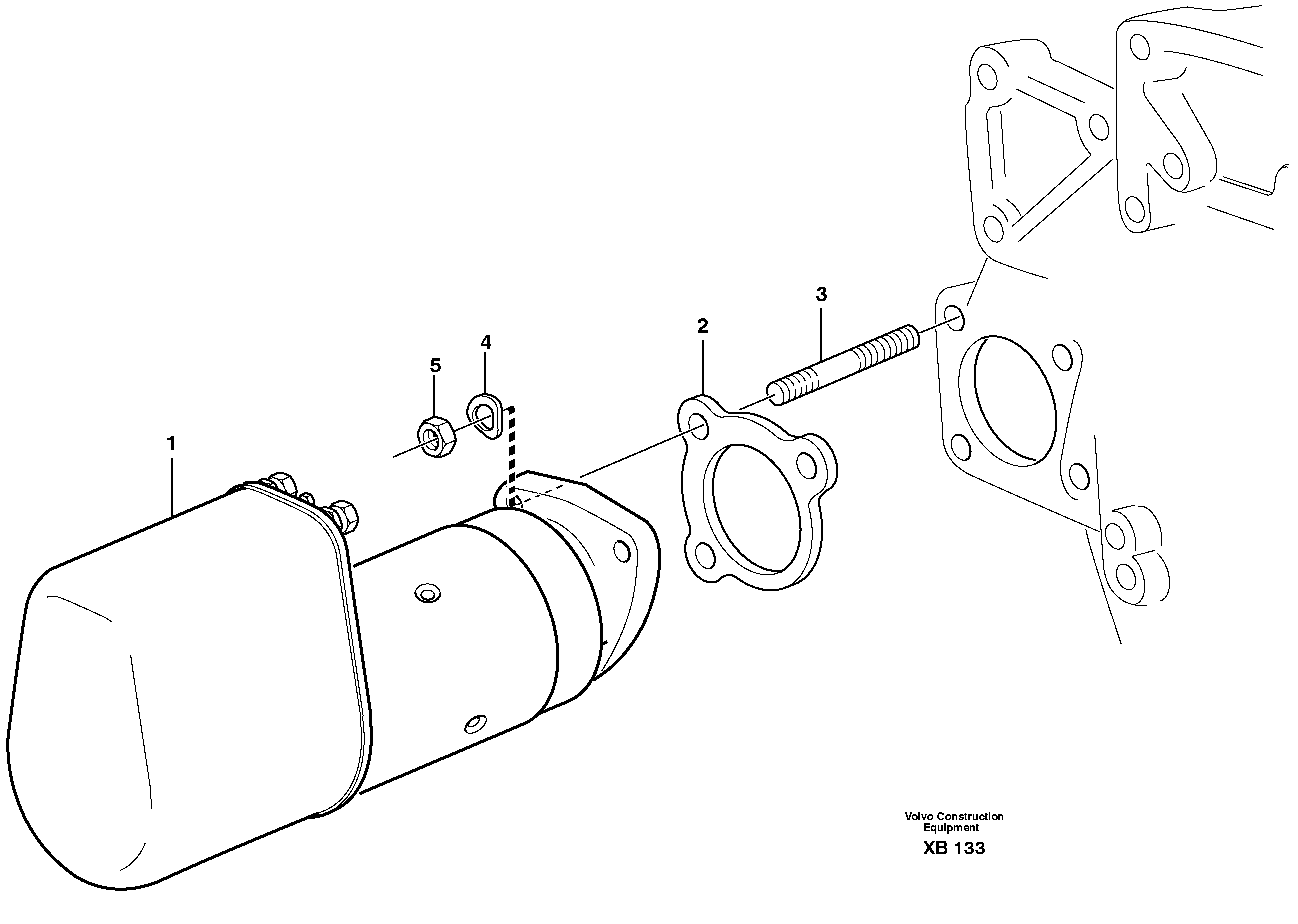 Схема запчастей Volvo EC360B - 19493 Starter motor with assembling details EC360B