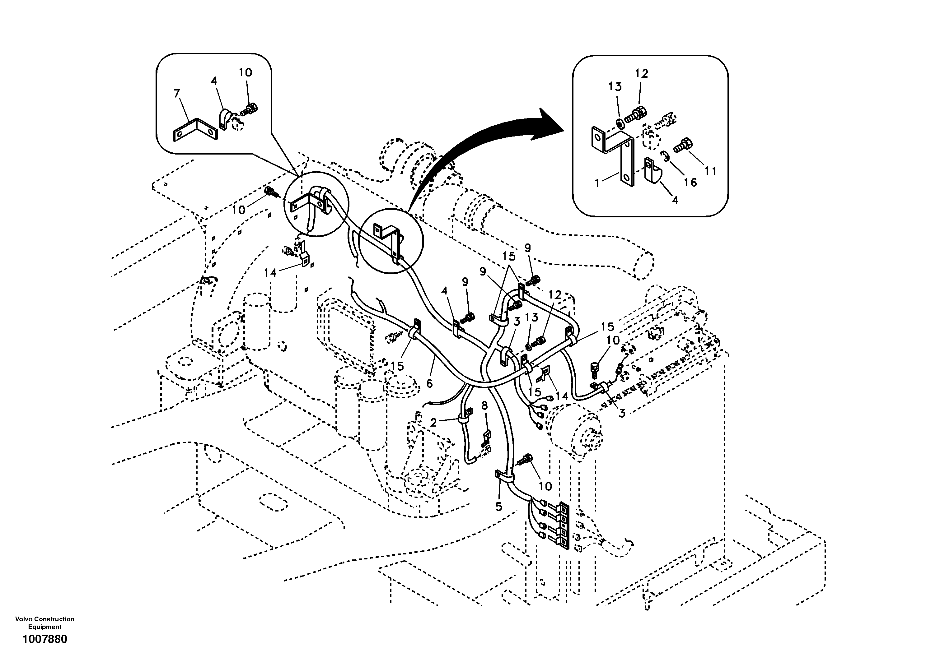 Схема запчастей Volvo EC360B - 33267 Cable harness, engine EC360B