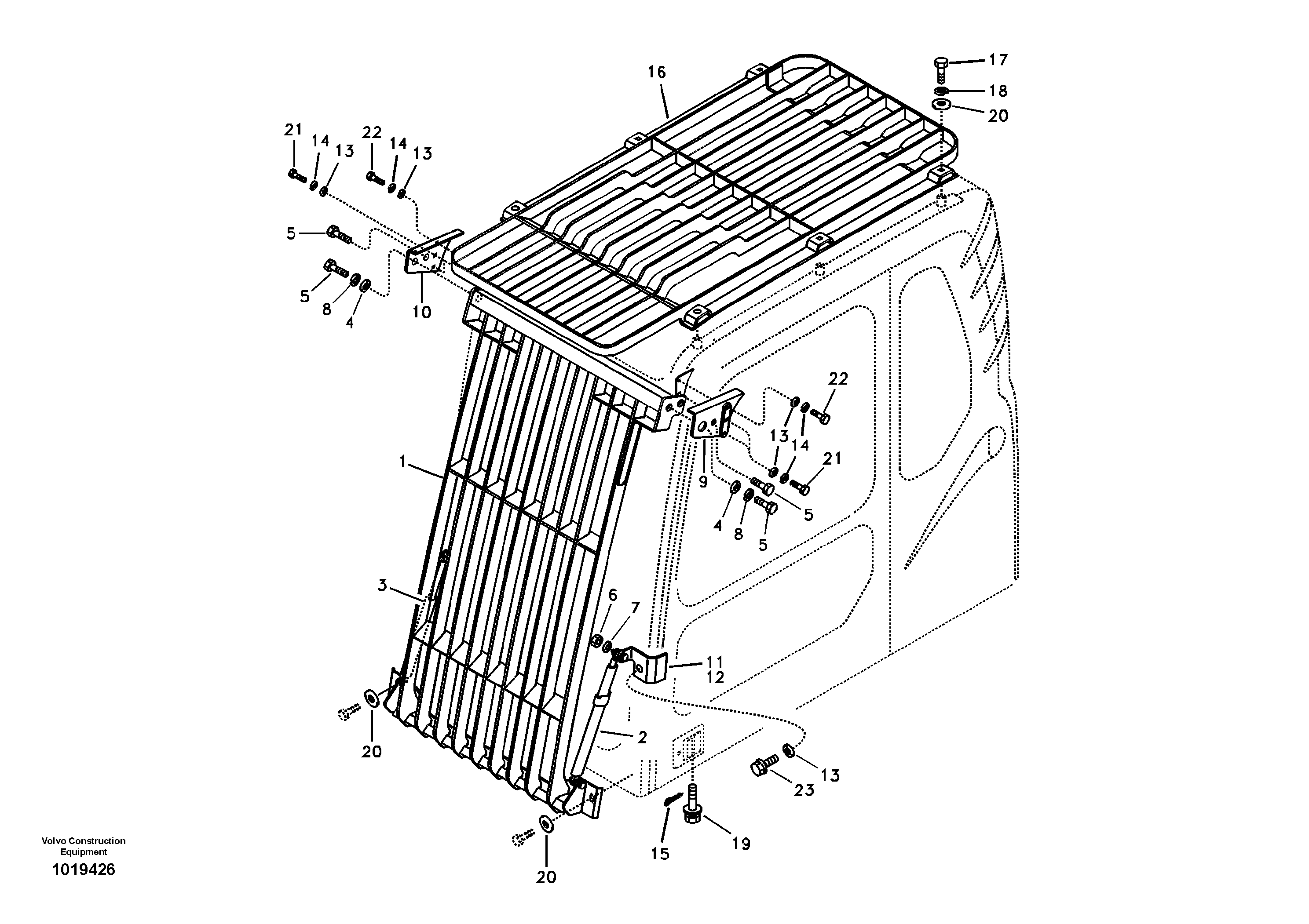 Схема запчастей Volvo EC360B - 87803 Falling object guards EC360B SER NO INT 12152- EU&NA 80001-