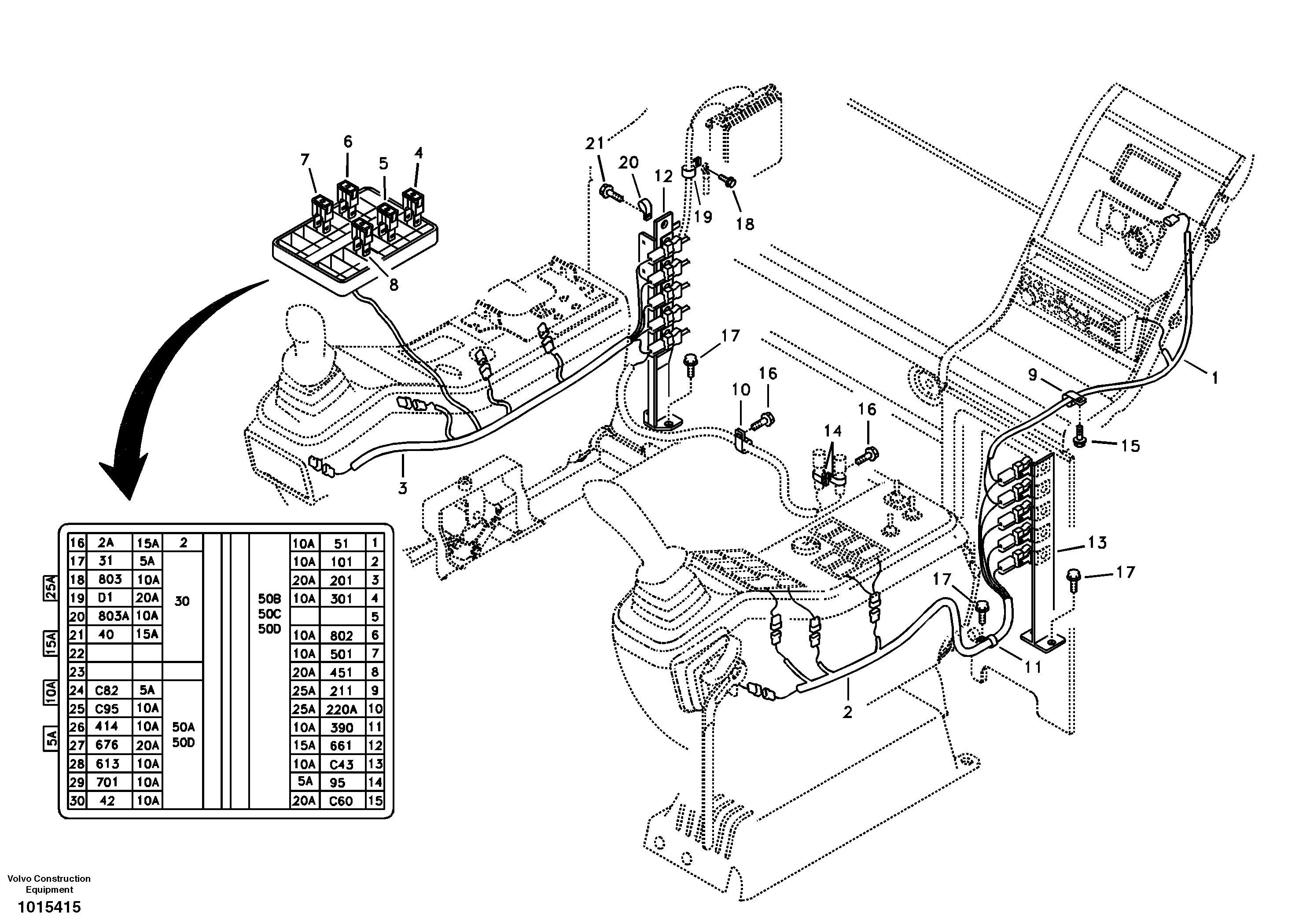 Схема запчастей Volvo EC360B - 94331 Cable and wire harness, instrument panel EC360B