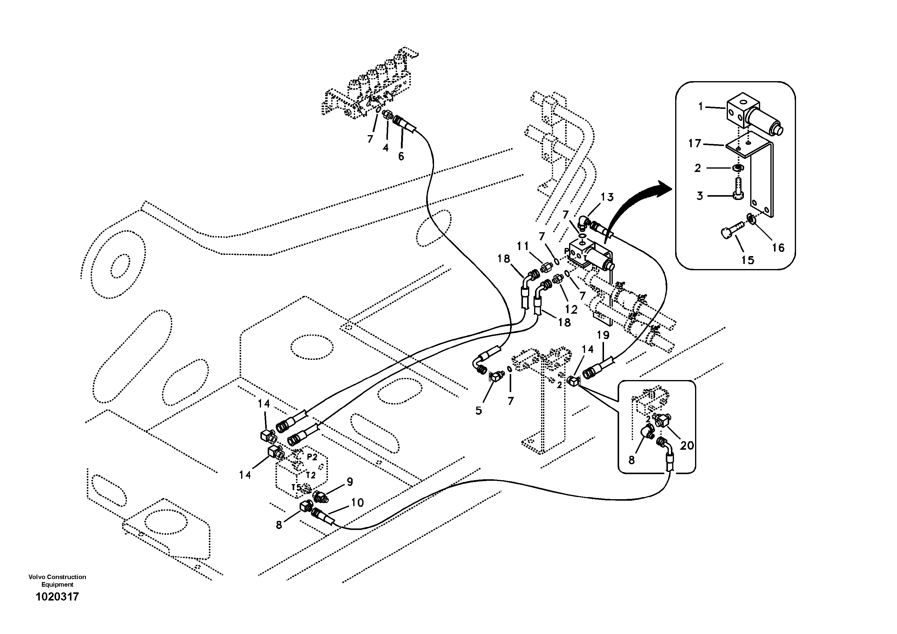 Схема запчастей Volvo EC360B - 100684 Servo system, hammer and shear EC360B SER NO INT 12152- EU&NA 80001-