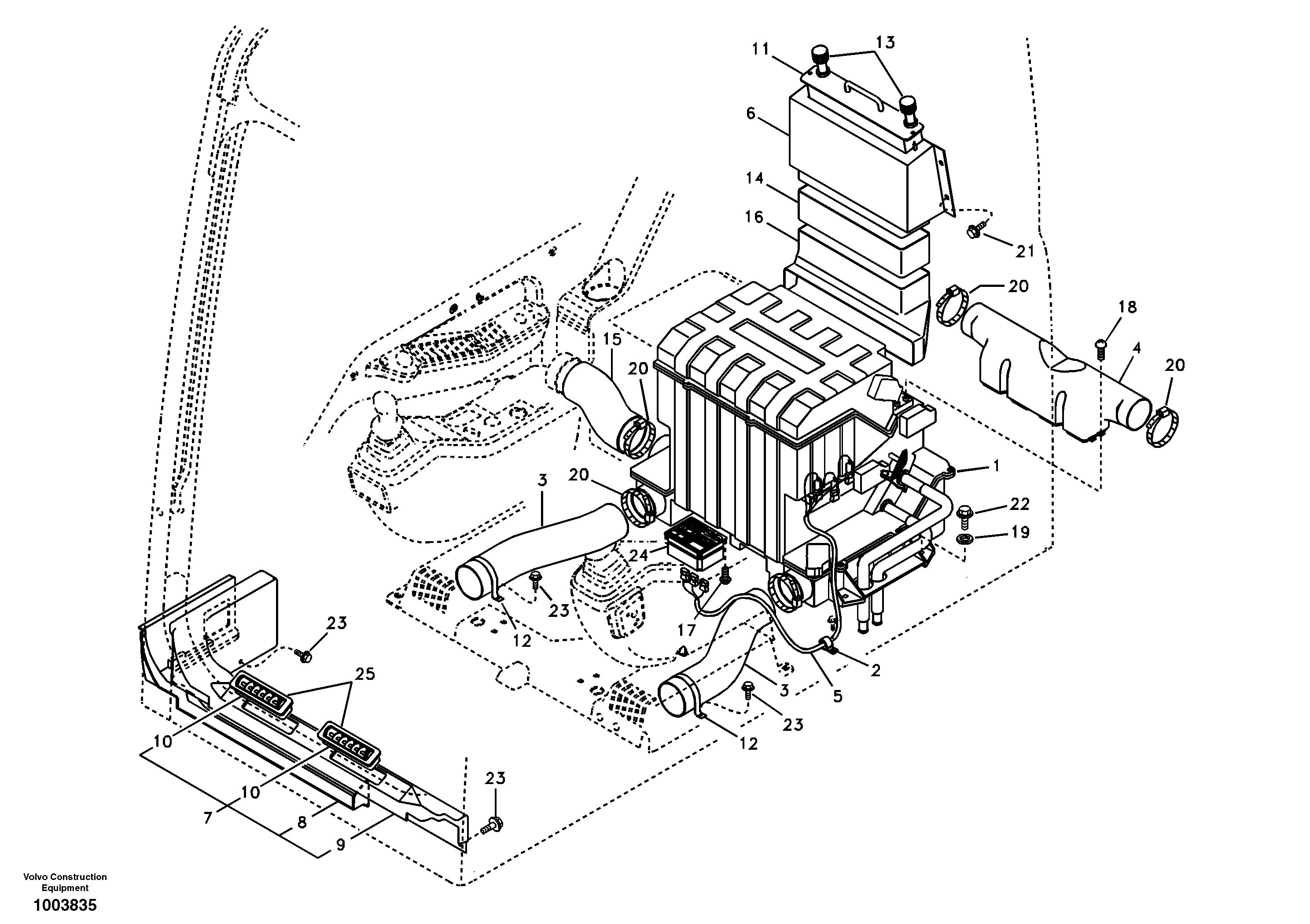 Схема запчастей Volvo EC360B - 31451 Air duct in cabin and cabin floor EC360B