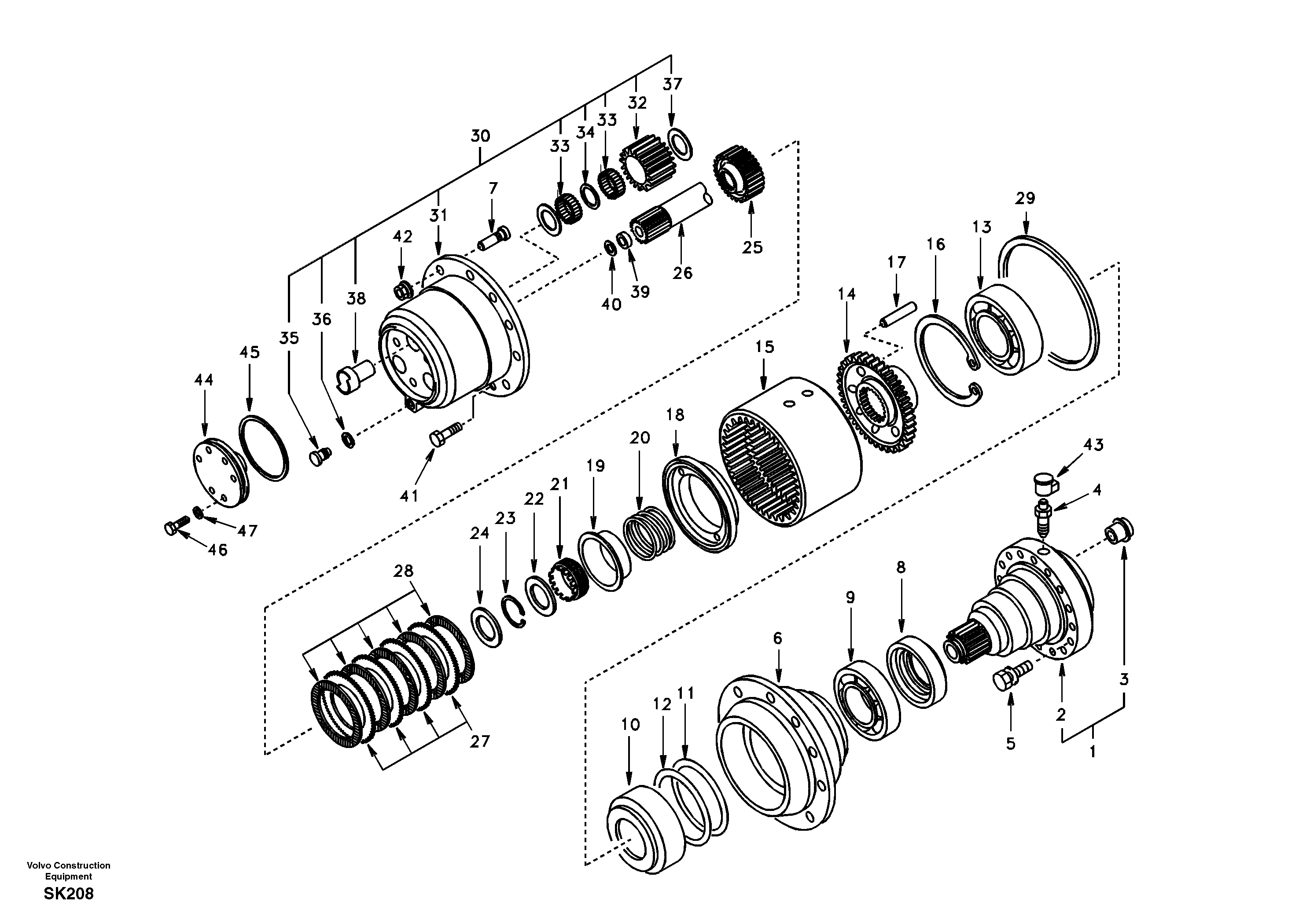 Схема запчастей Volvo EW170 - 30145 Hub reduction, rear axle EW170 SER NO 3031-